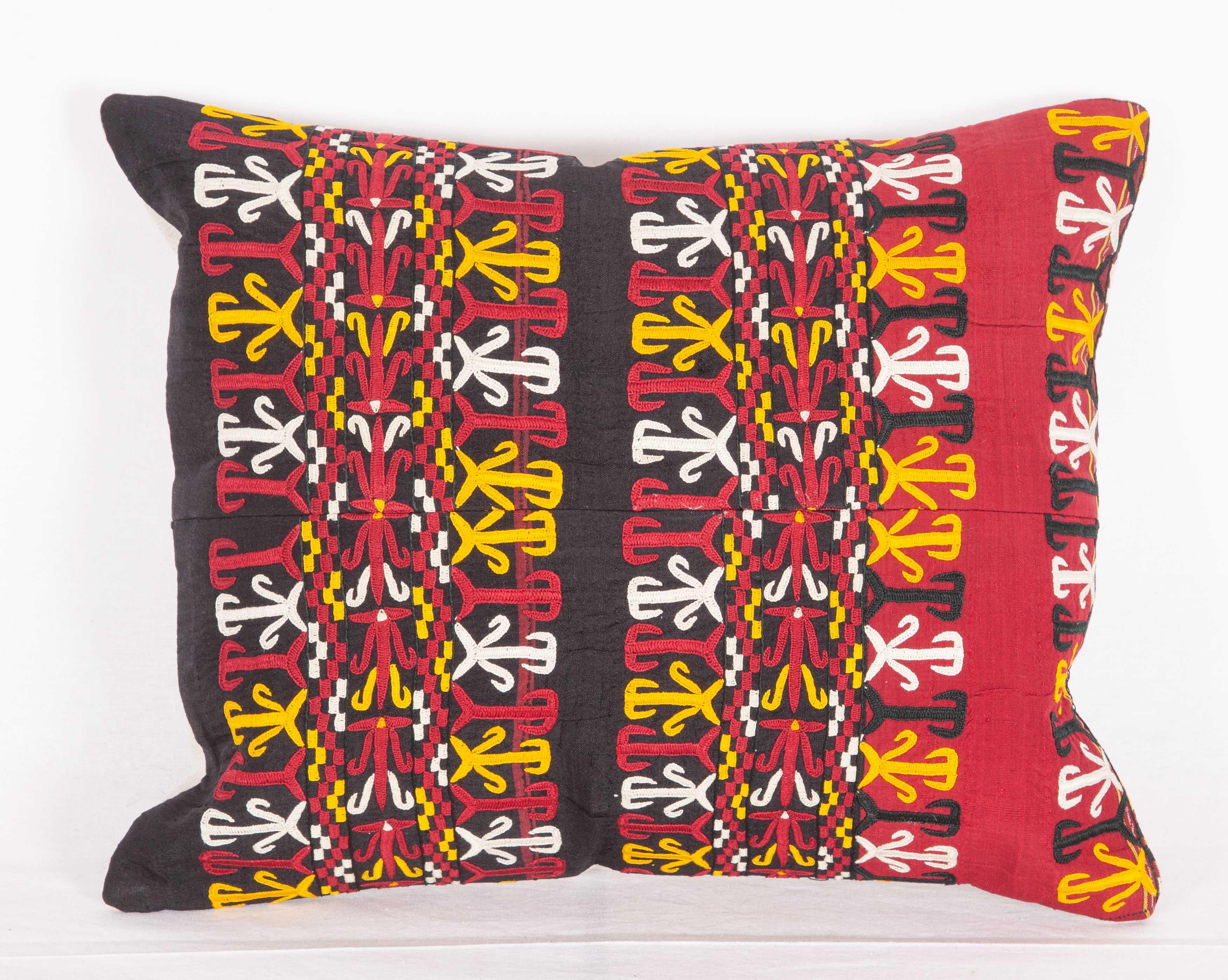 Suzani Pillow Cases Fashioned from a Turkmen Tekke Tribe Embroidered Silk Coat M For Sale