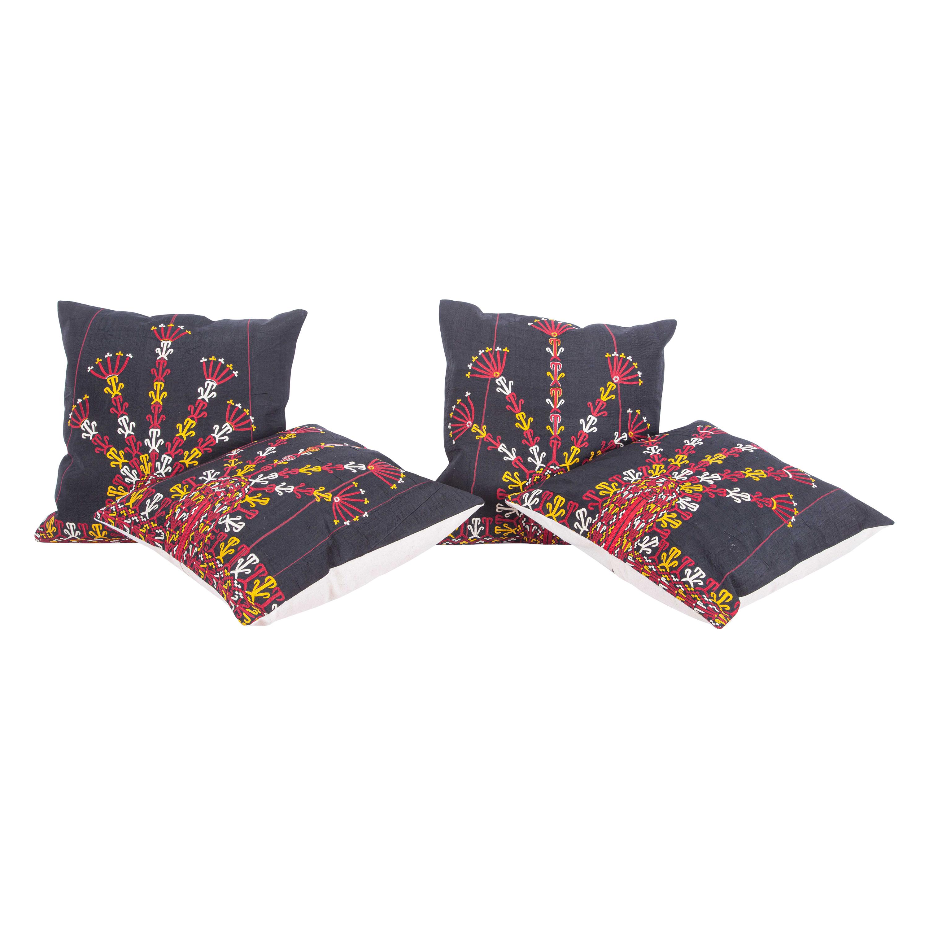 Pillow Cases Fashioned from a Turkmen Tekke Tribe Embroidered Silk Coat