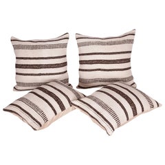Pillow Cases Fashioned from a Vintage Hemp and Goat Hair Mix Anatolian Kilim