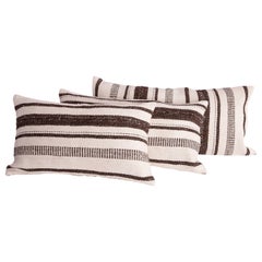 Pillow Cases Fashioned from a Vintage Hemp and Goat Hair Mix Anatolian Kilim