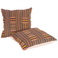 Vintage Pillow Cases Fashioned from African Kente Cloth, First Half of the 20th Century