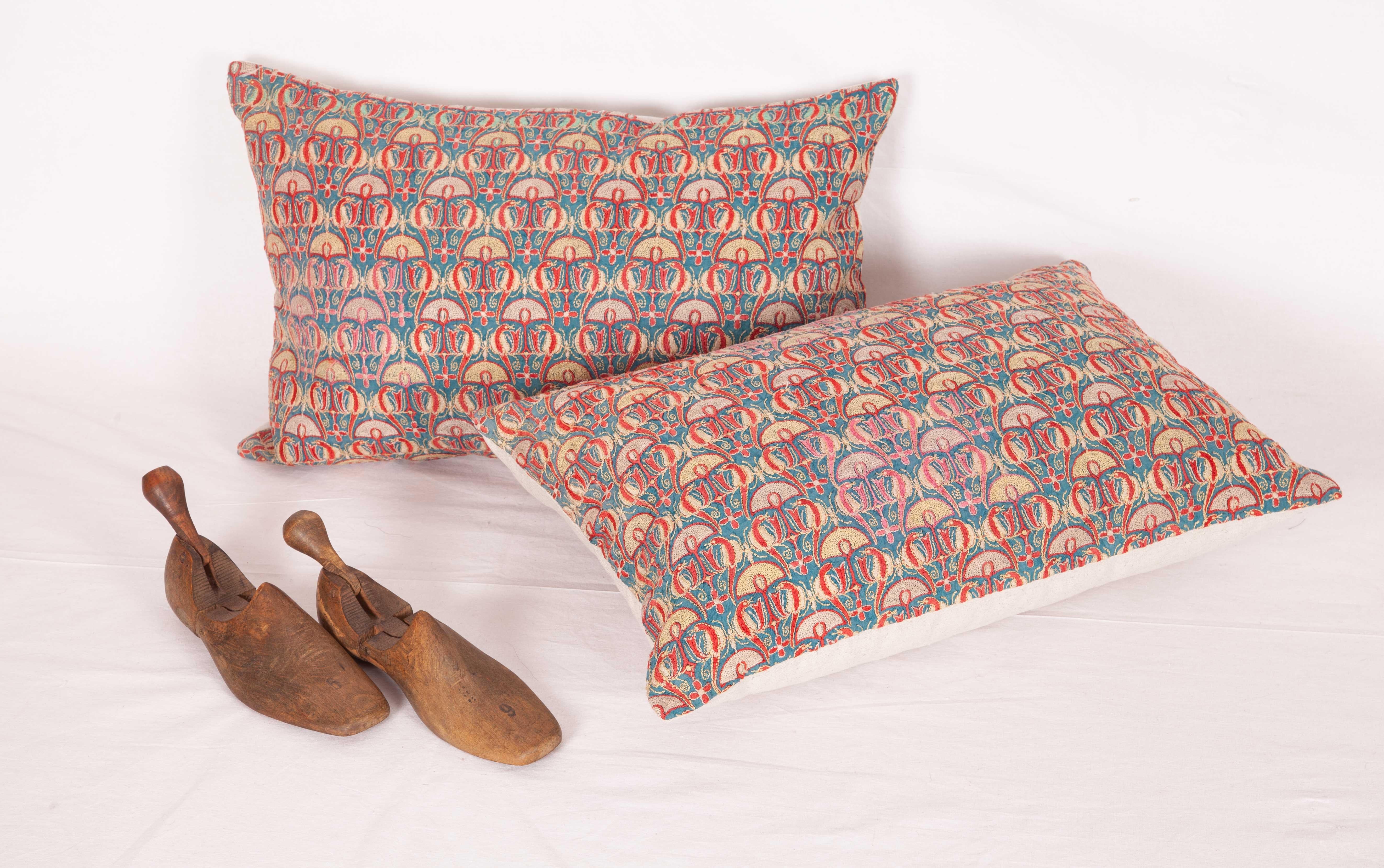 Pillow Cases Fashioned from an Early 20th Century Indian Embroidery In Good Condition In Istanbul, TR