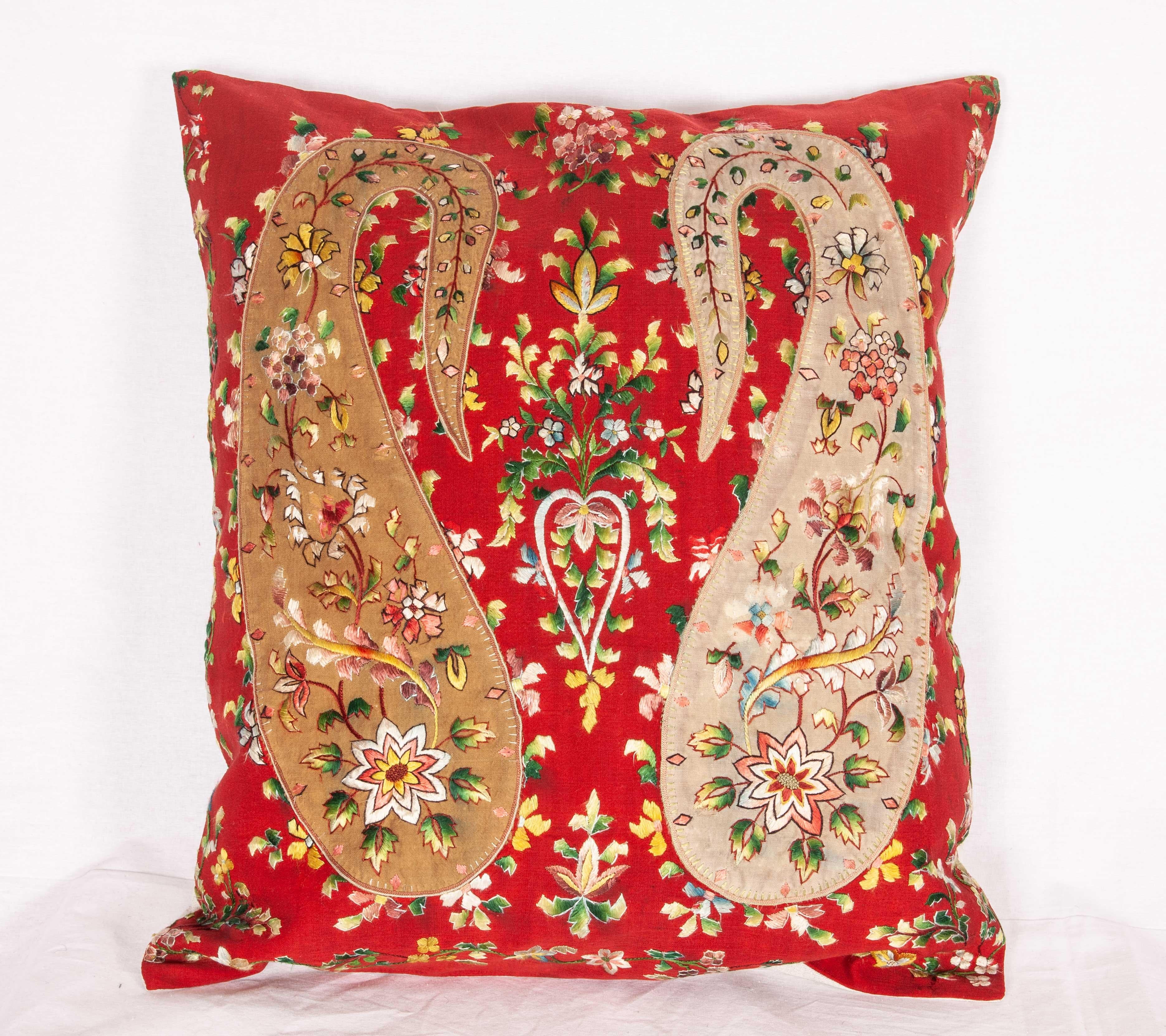 Embroidered Pillow Cases Fashioned from an Early 20th Century Indian Shawl For Sale