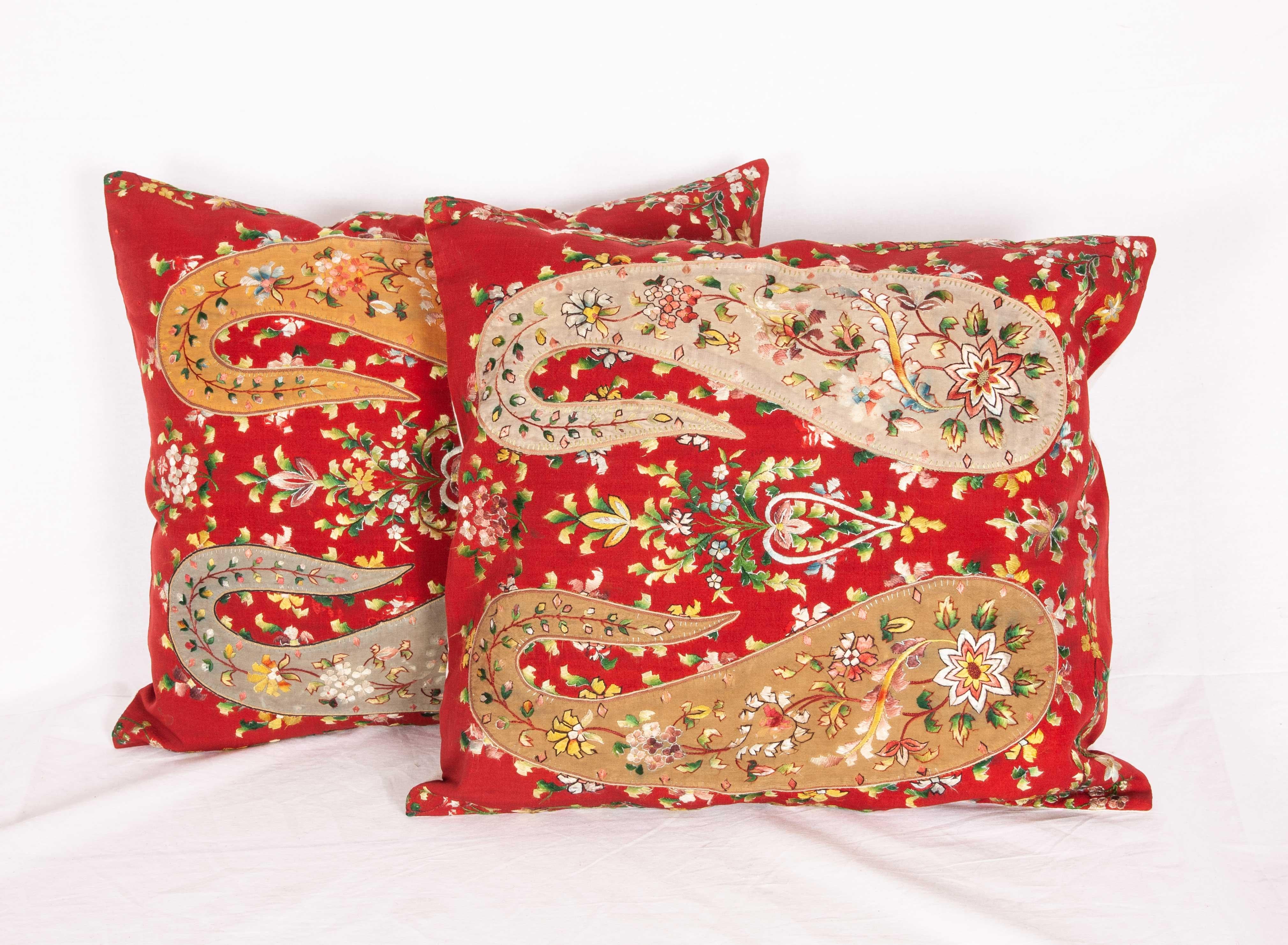 Silk Pillow Cases Fashioned from an Early 20th Century Indian Shawl For Sale