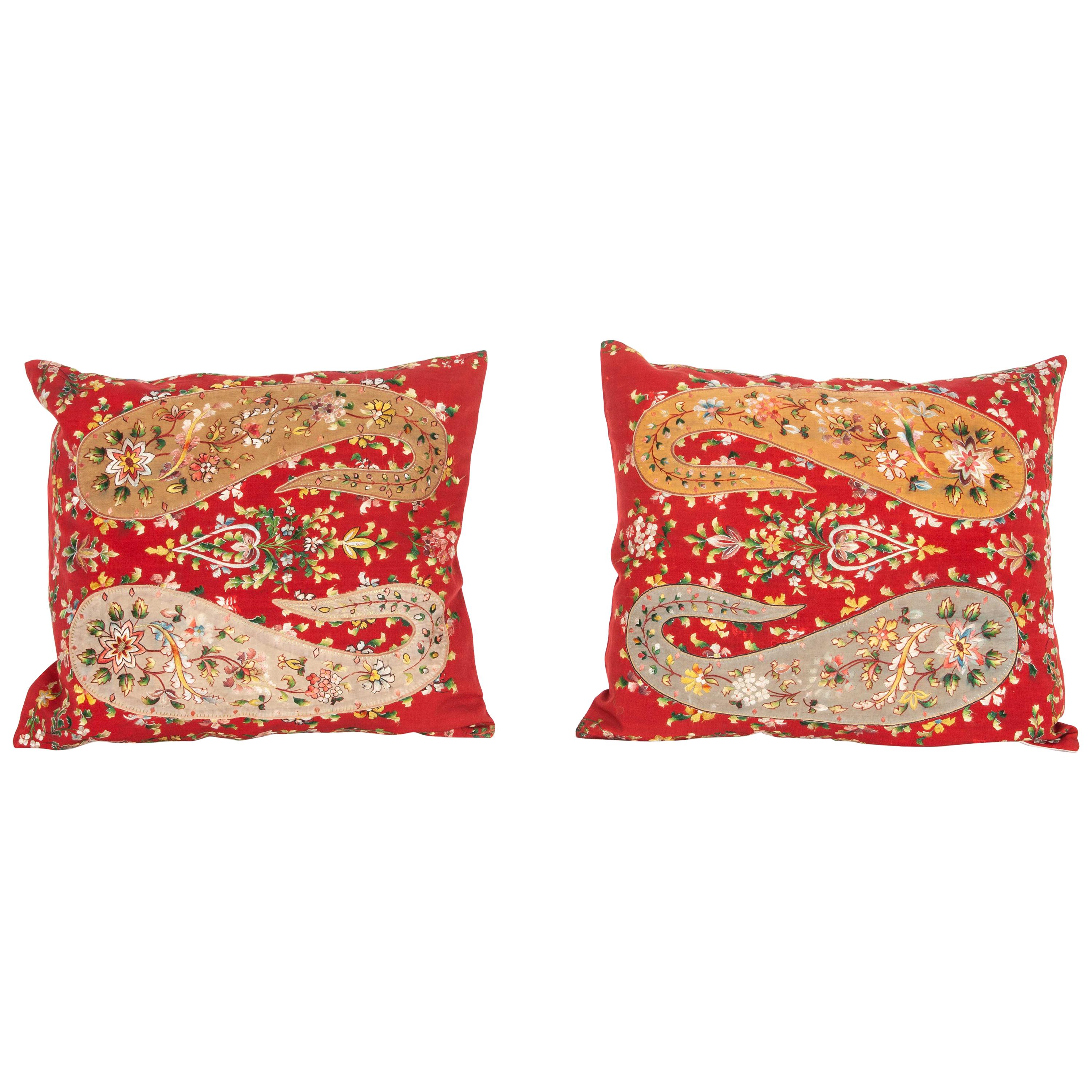 Pillow Cases Fashioned from an Early 20th Century Indian Shawl For Sale