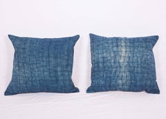 Pillow Cases Fashioned from an Early 20th Century Mazandaran Indigo Blanket