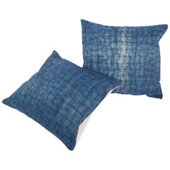 Pillow Cases Fashioned from an Early 20th Century Mazandaran Indigo Blanket