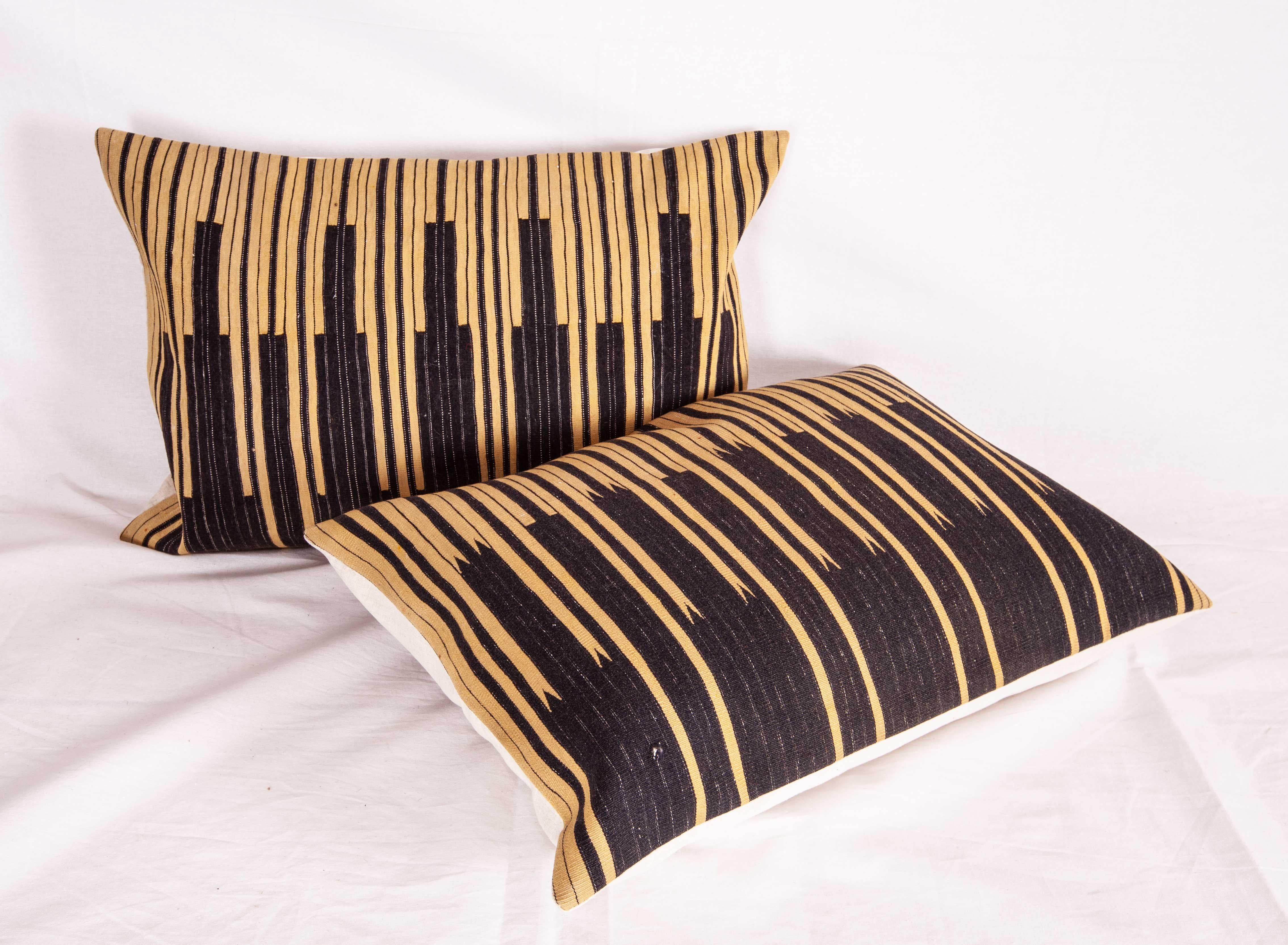 Pillow Cases Fashioned from an Old Indigo Kilim, Mid-20th Century In Good Condition In Istanbul, TR
