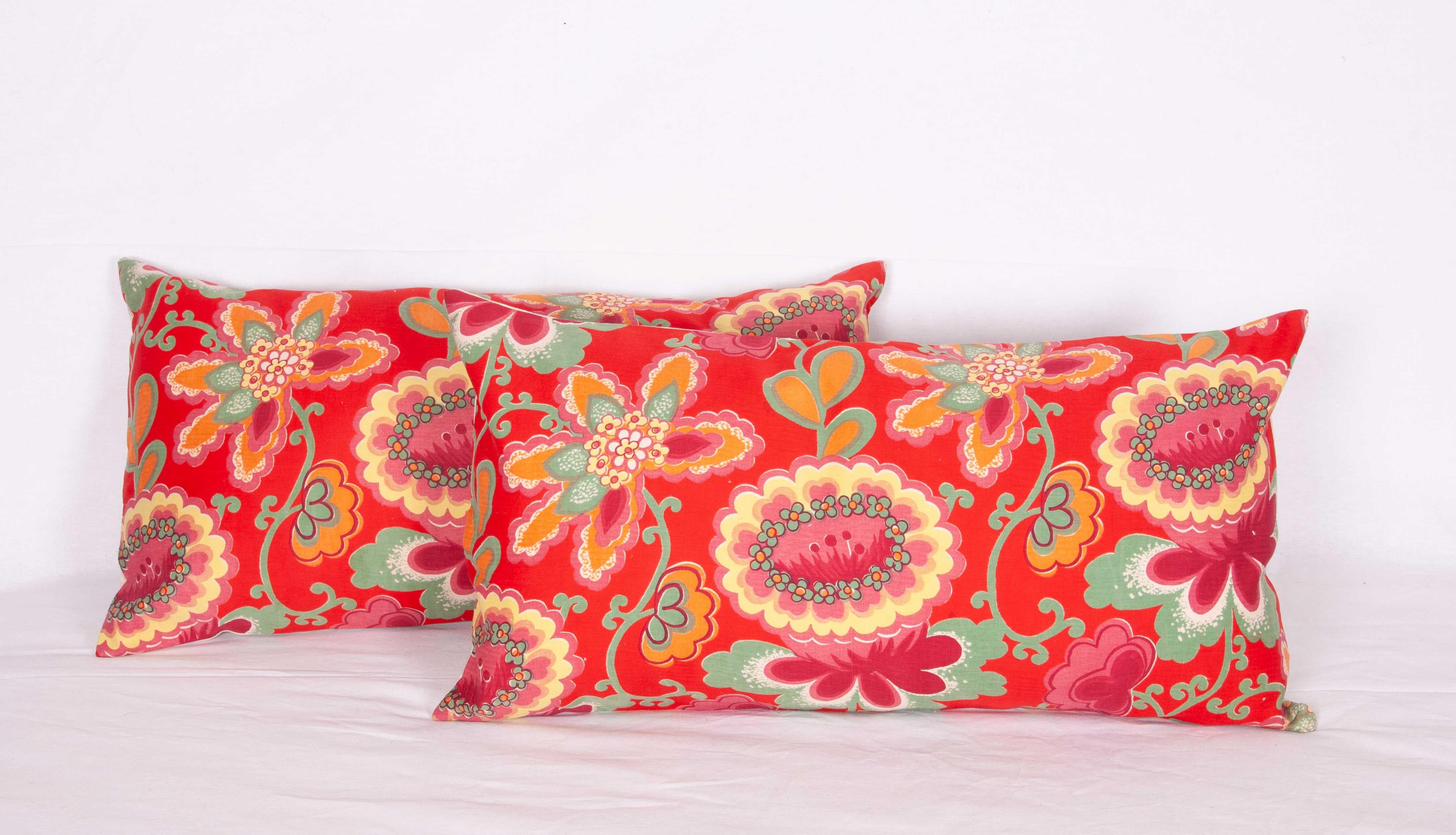 Woven Pillow Cases Fashioned from Mid-20th Century Russian Printed Cotton