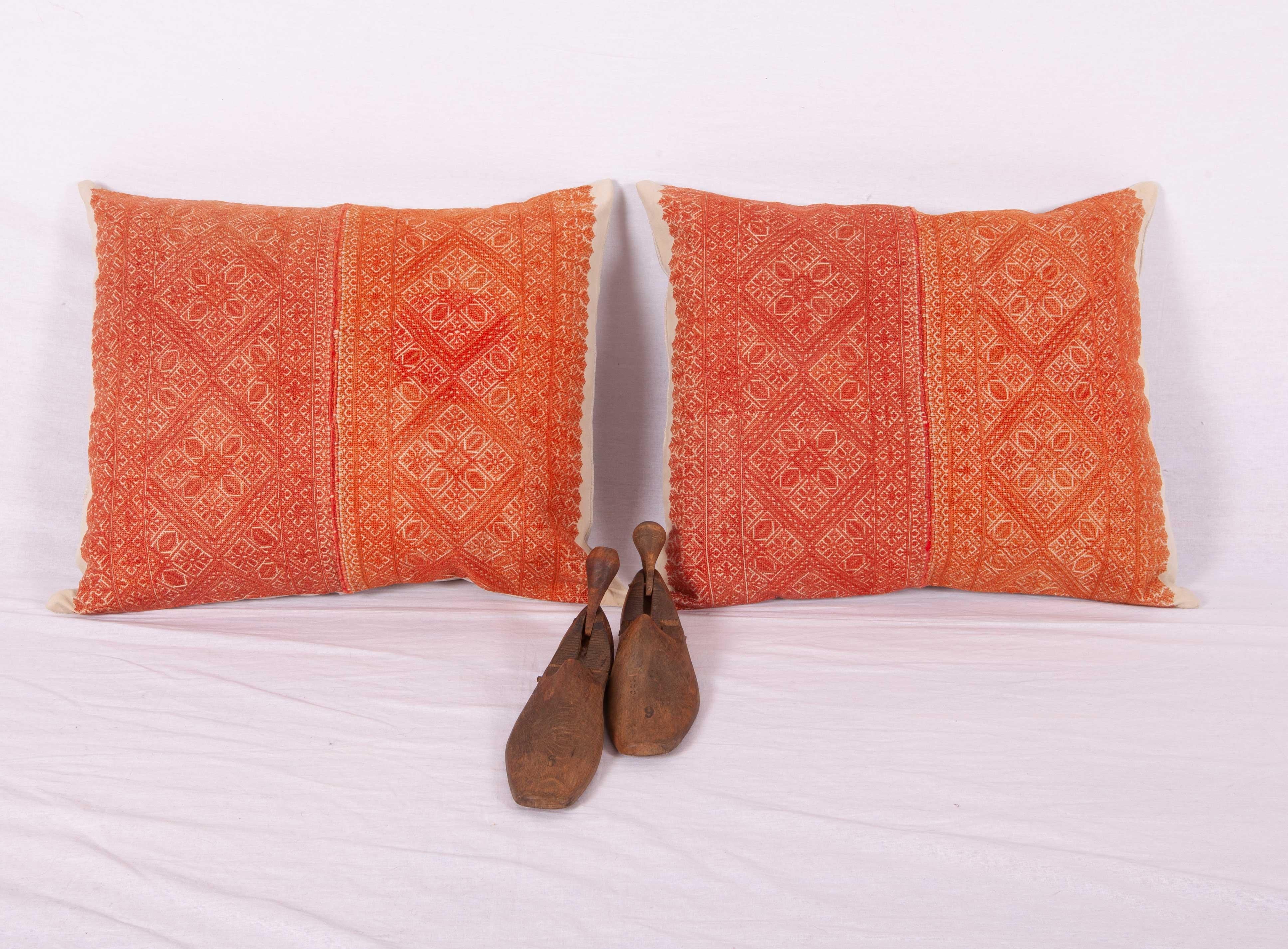 Tribal Pillow Cases Made from an Early 20th Century Fez Embroidery from Morocco