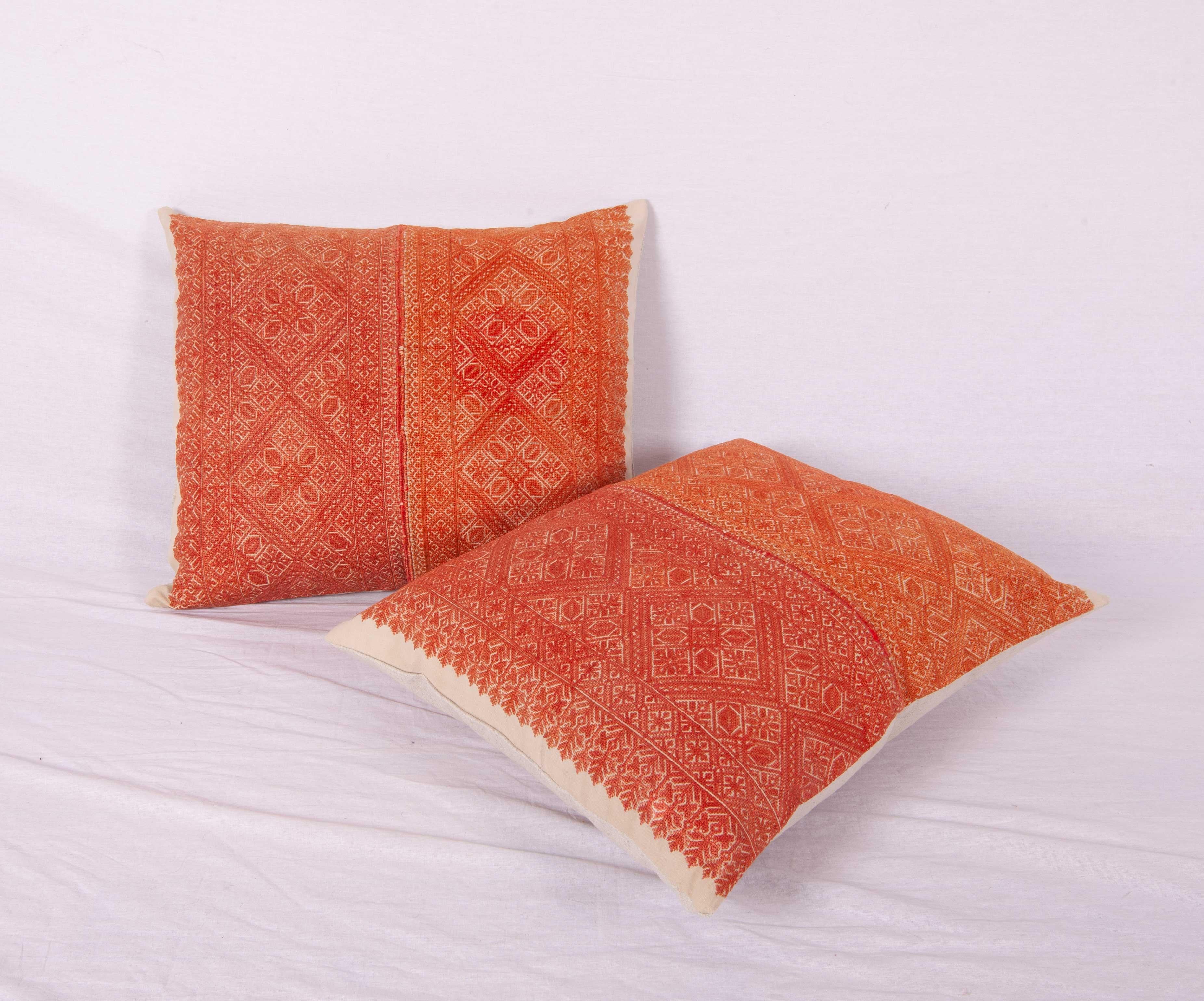 Embroidered Pillow Cases Made from an Early 20th Century Fez Embroidery from Morocco