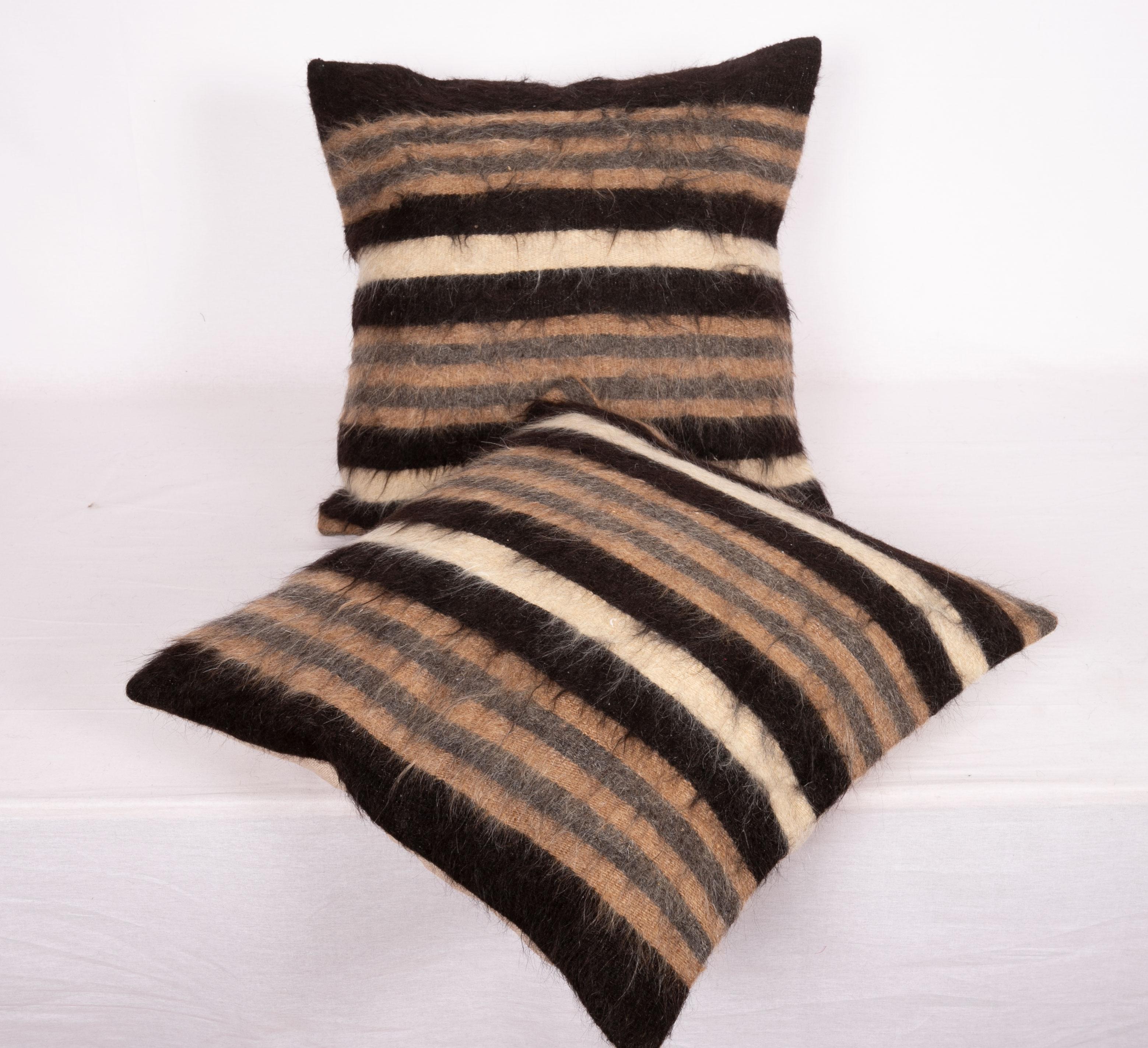 Hand-Woven Pillow Cases Made from Anatolian Angora Siirt Blanket, 1960s-1970s For Sale