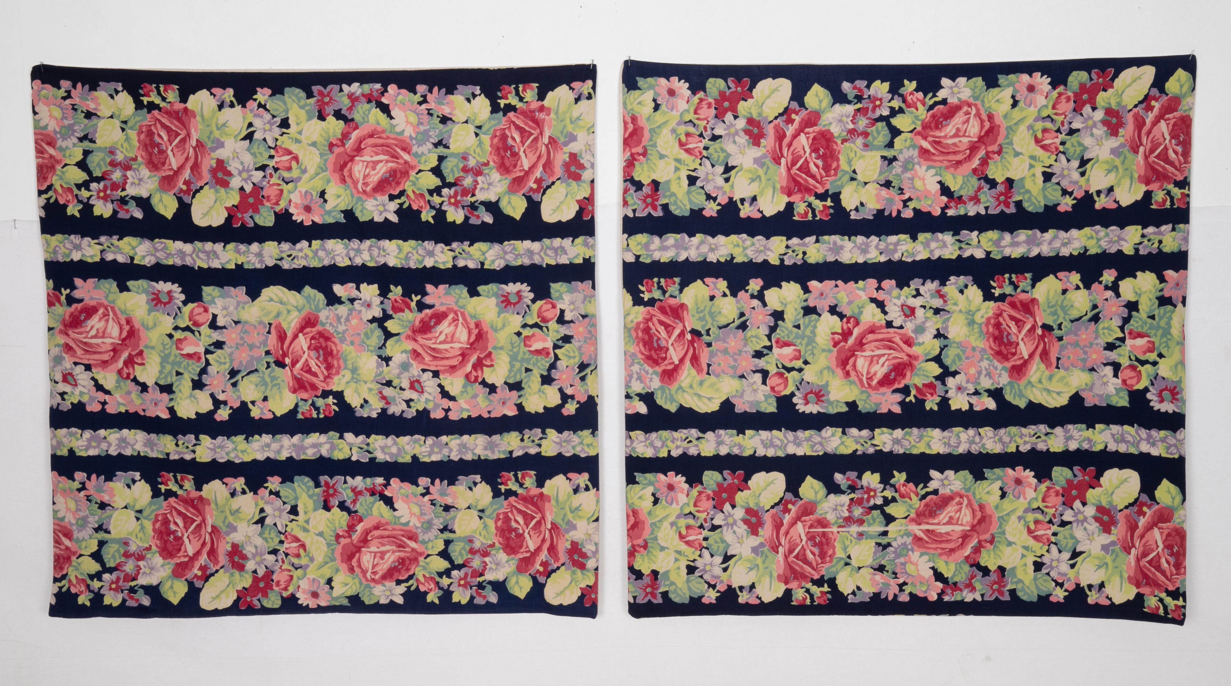 Pillow Cases Made from Mid-20th Century Russian Cotton Printed Textile, 1960s For Sale 2