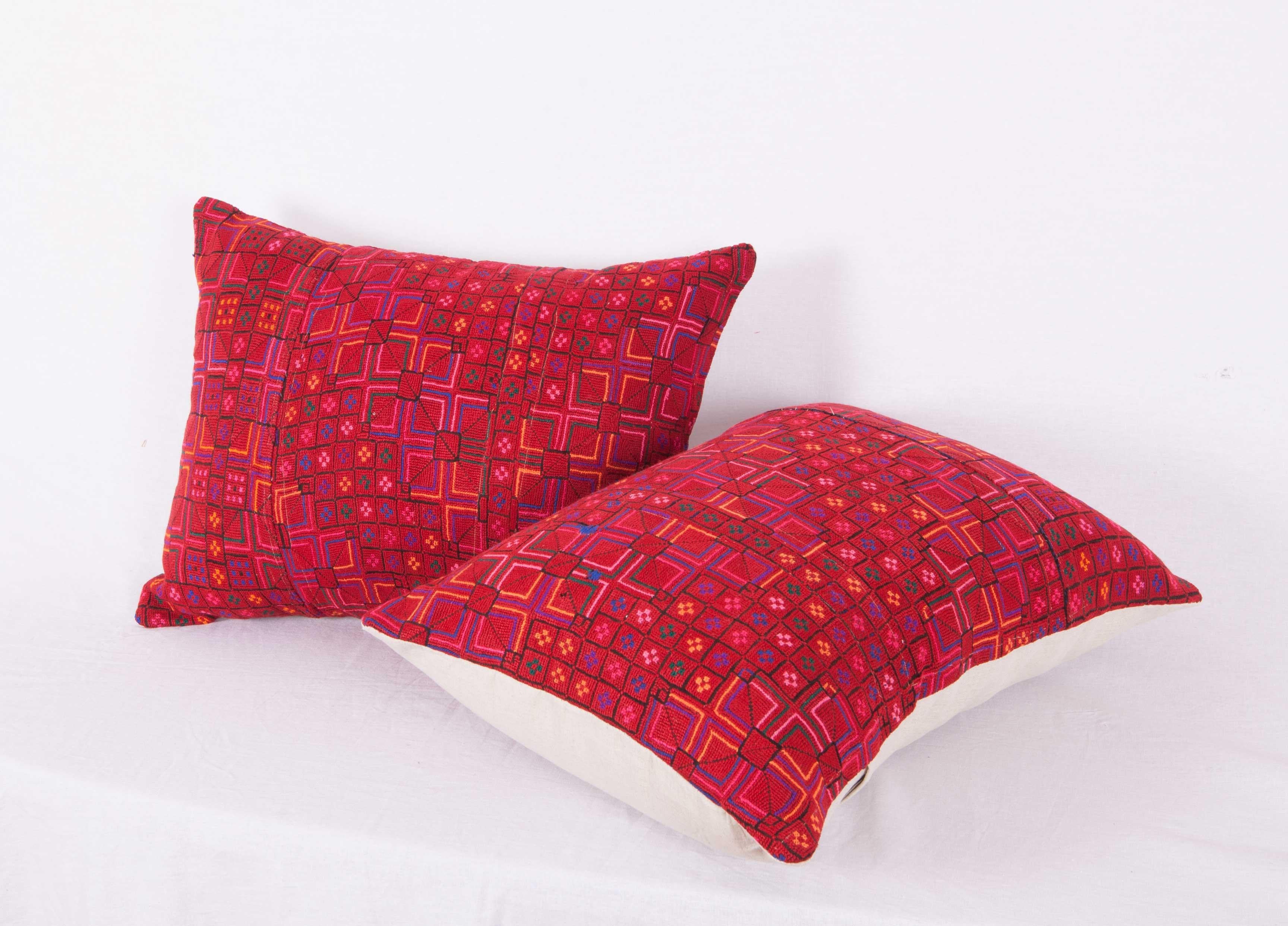 Tribal Pillow Cases or Cushions Made from a Middle Eastern Syrian Bedouin Embroidery
