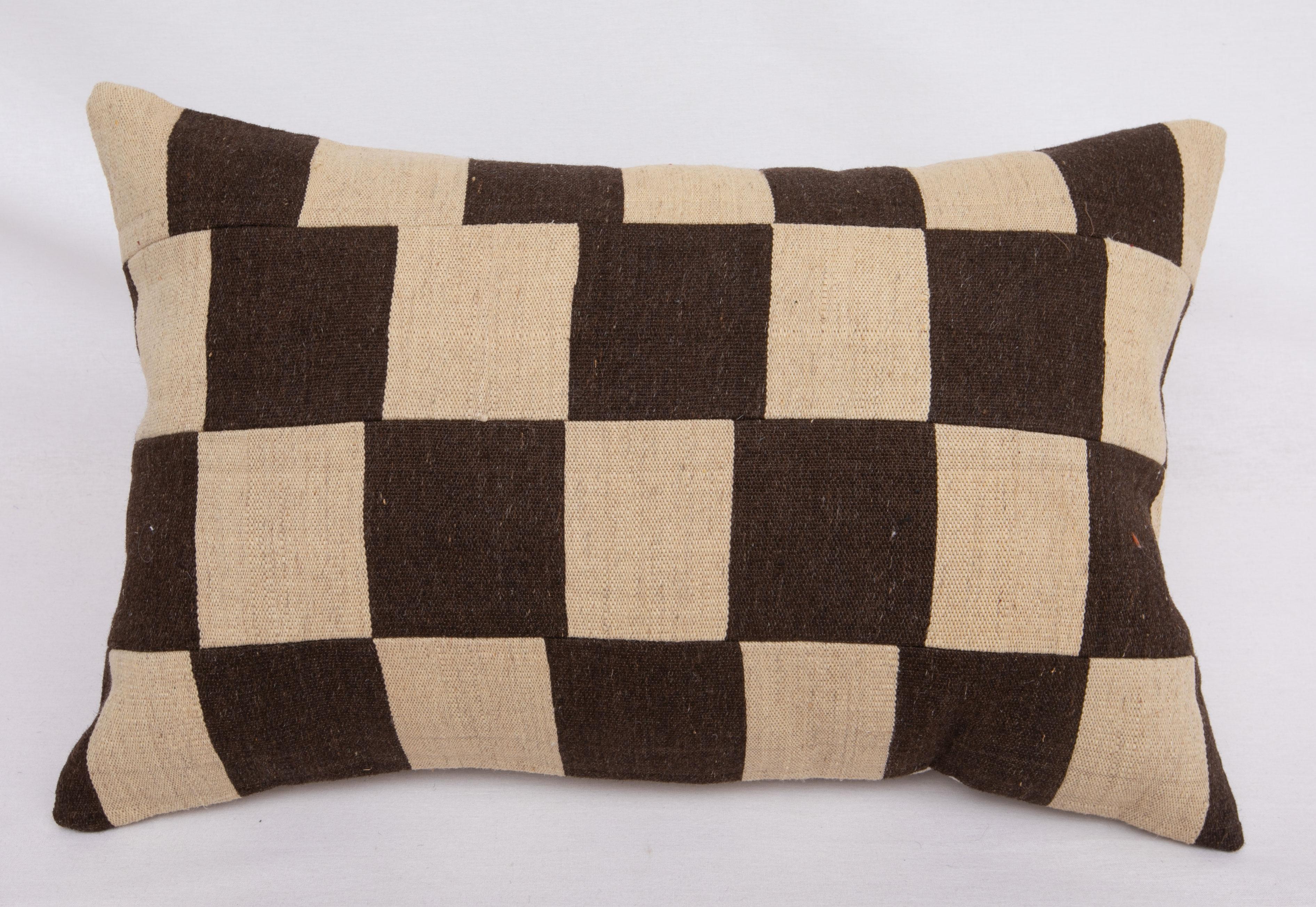 Mid-Century Modern Pillow Cases with Chequers Design Fashioned from a Mid 20th C Flat Weave
