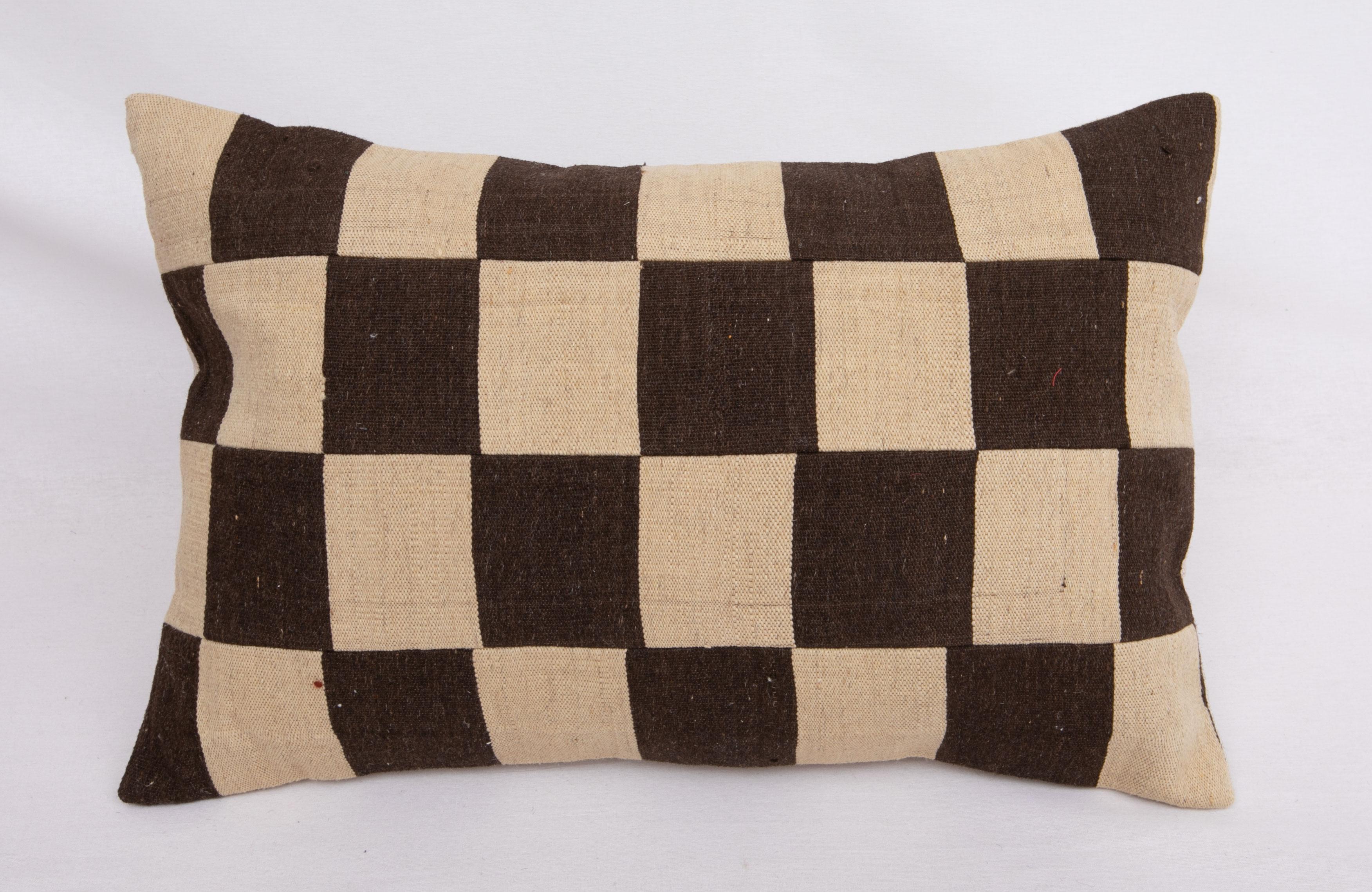 Turkish Pillow Cases with Chequers Design Fashioned from a Mid 20th C Flat Weave