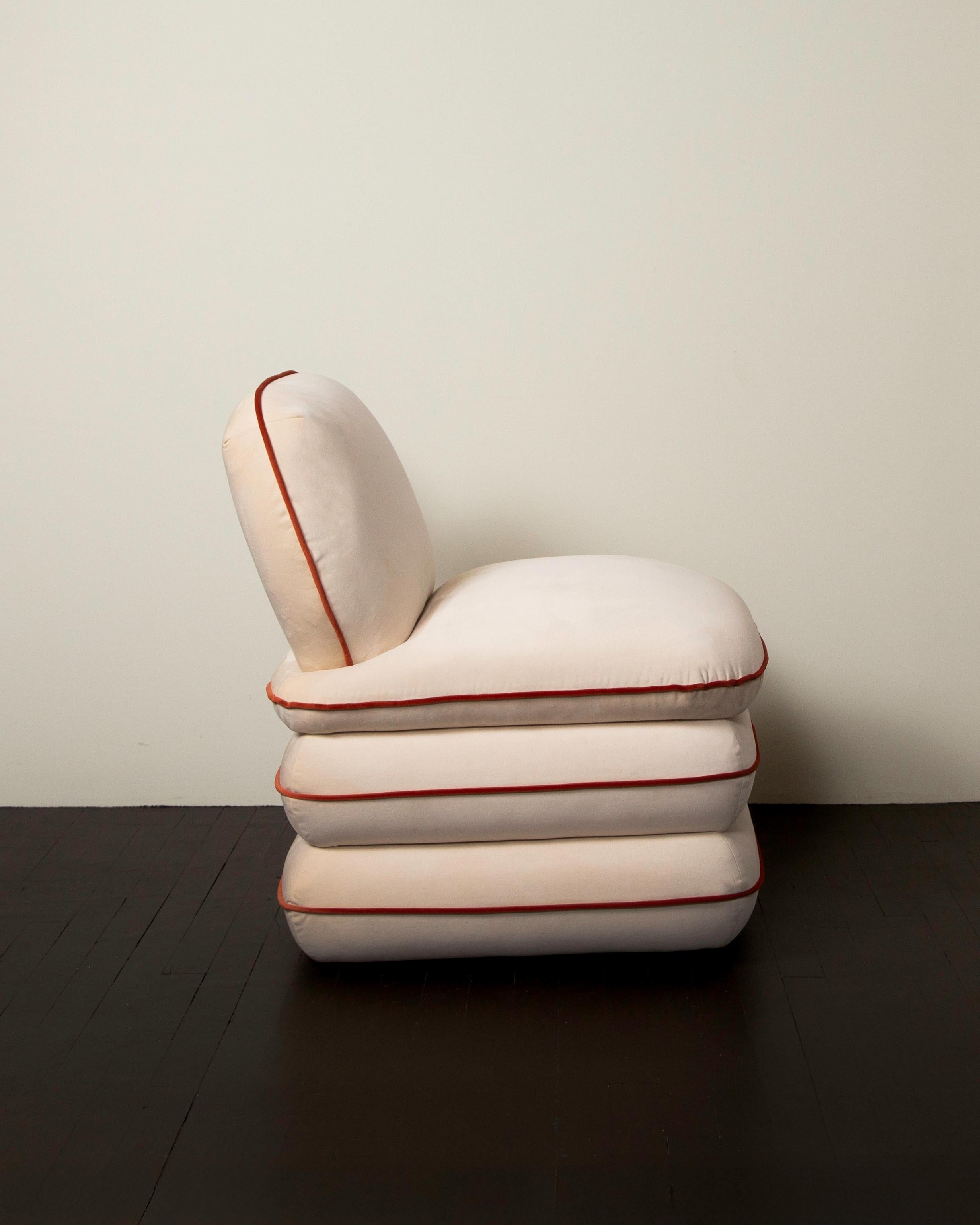 Velours Chaise d'oreiller par Ash - velours crème en vente