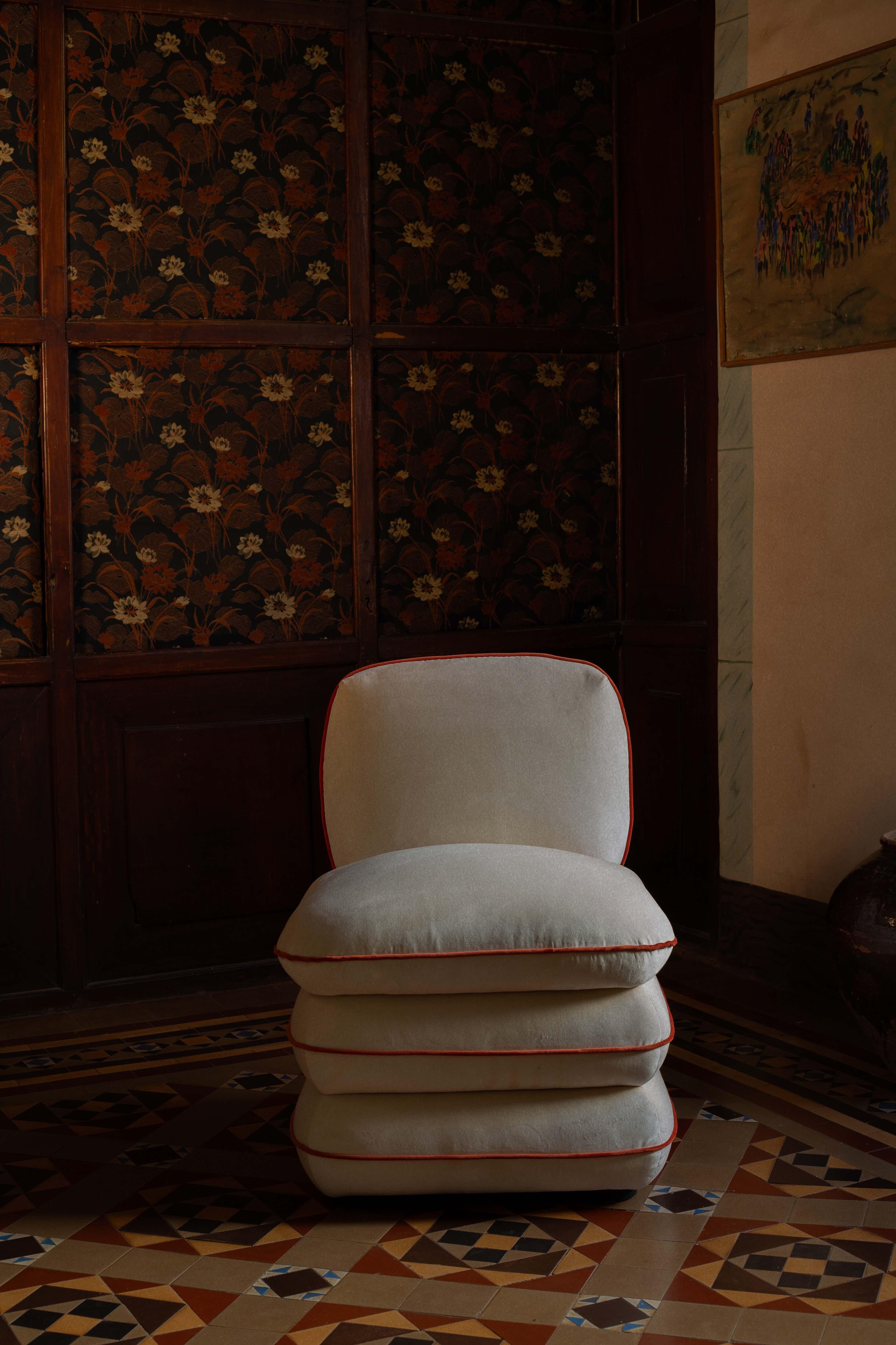 Pillow Chair by Ash - Cream Velvet For Sale 2