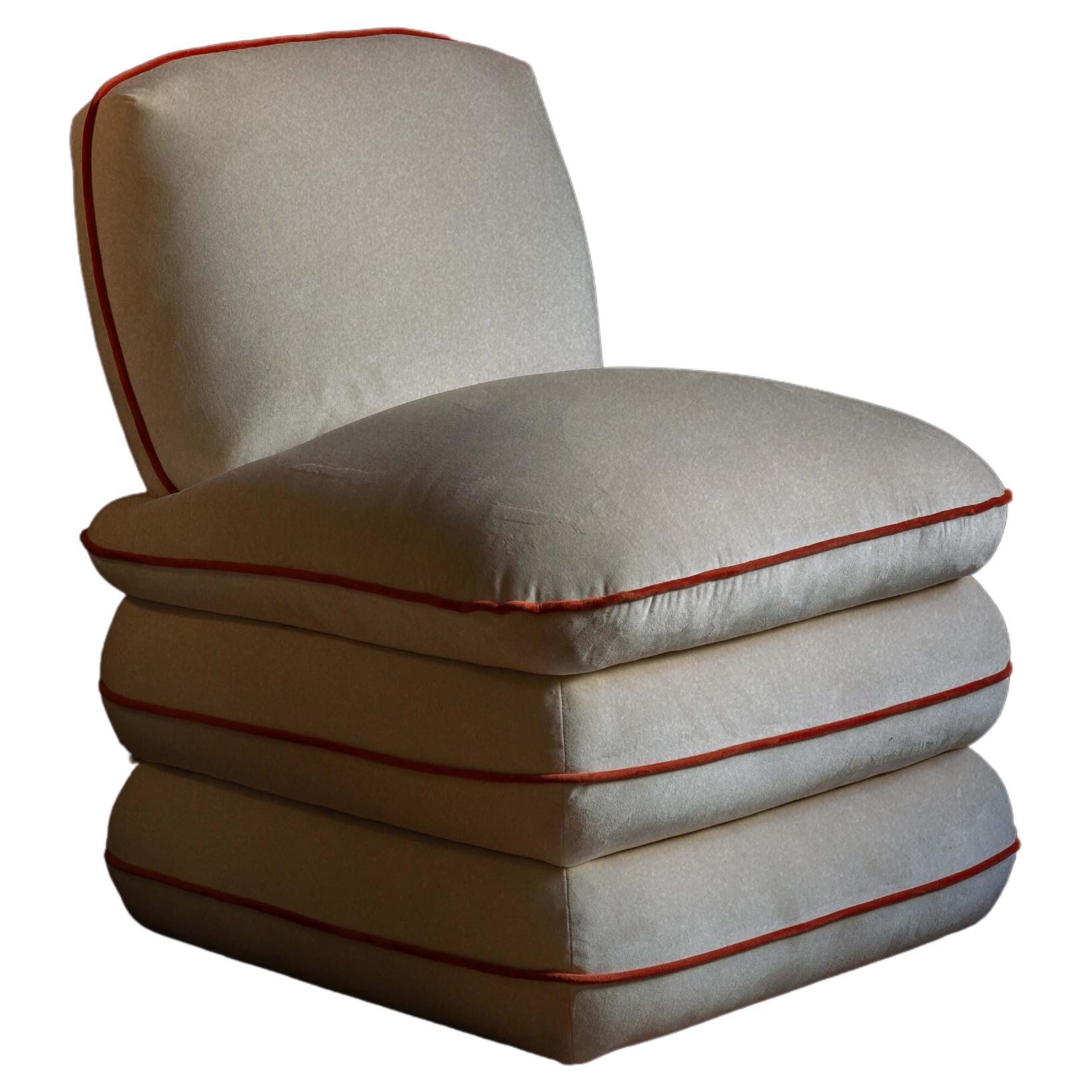 Pillow Chair by Ash - Cream Velvet For Sale