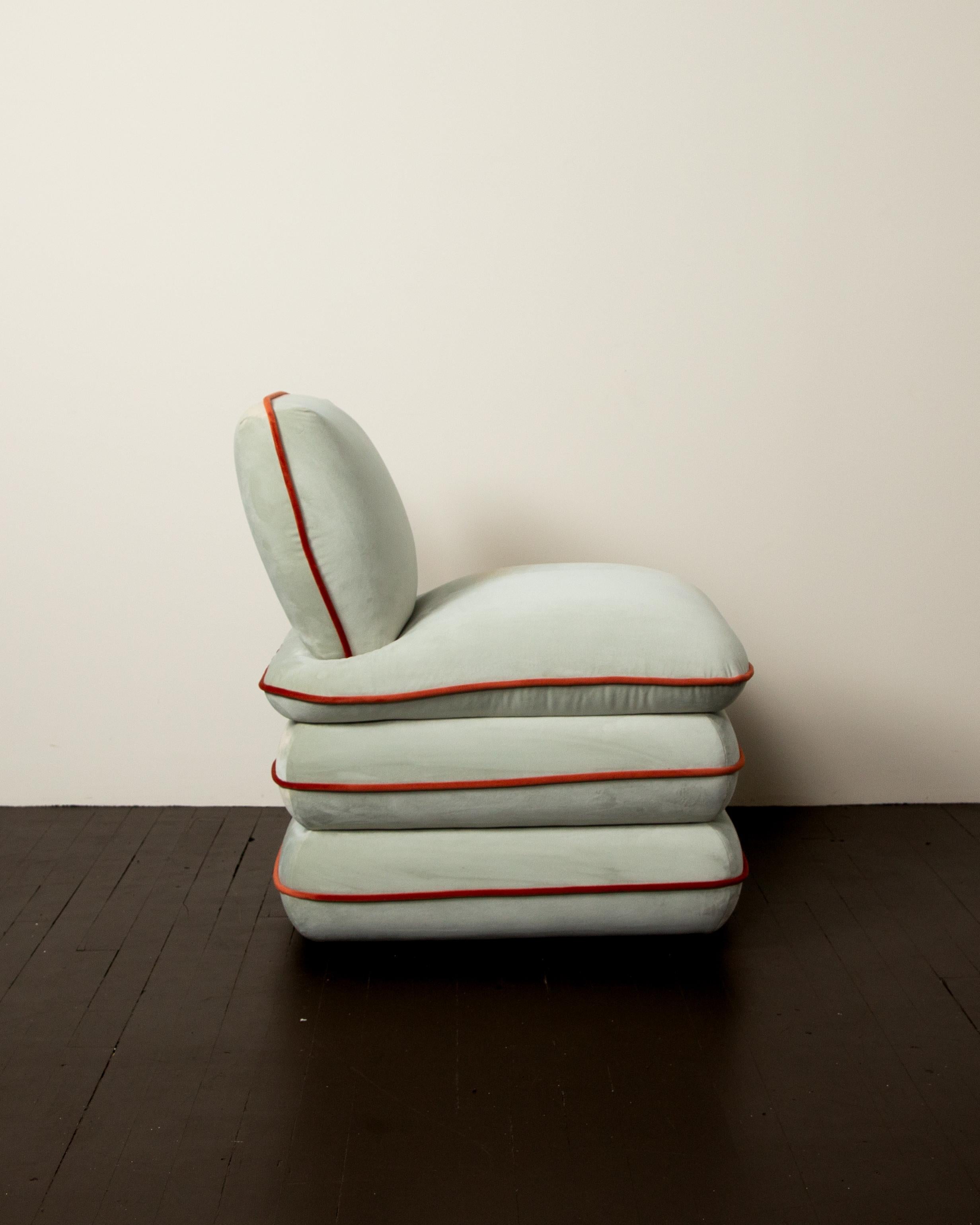 Sedia a cuscino di Ash - Velluto color menta in vendita 1