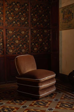 Sedia Pillow di Ash - Velluto color fungo