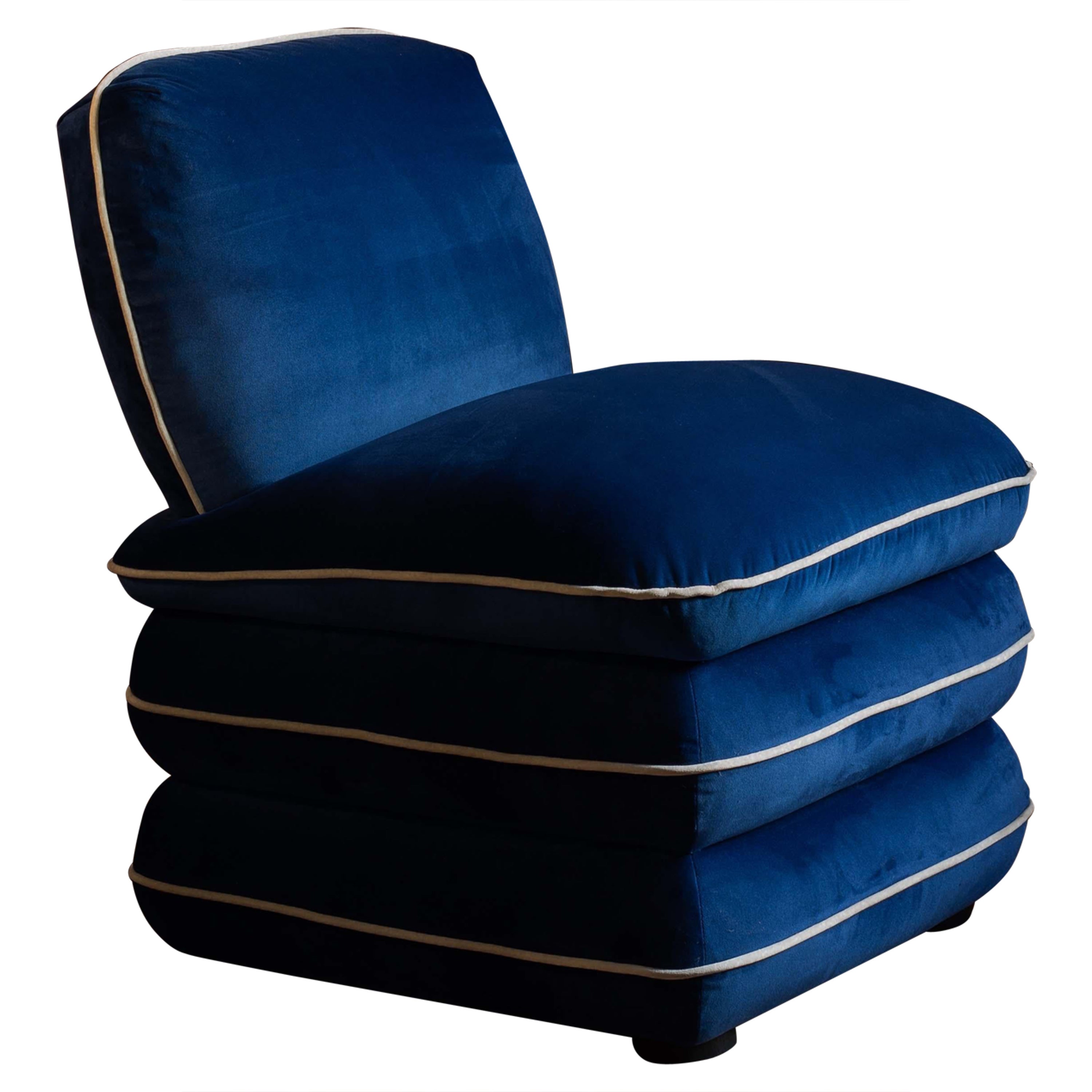 Sedia a cuscino di Ash - Velluto blu