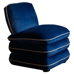 Sedia a cuscino di Ash - Velluto blu