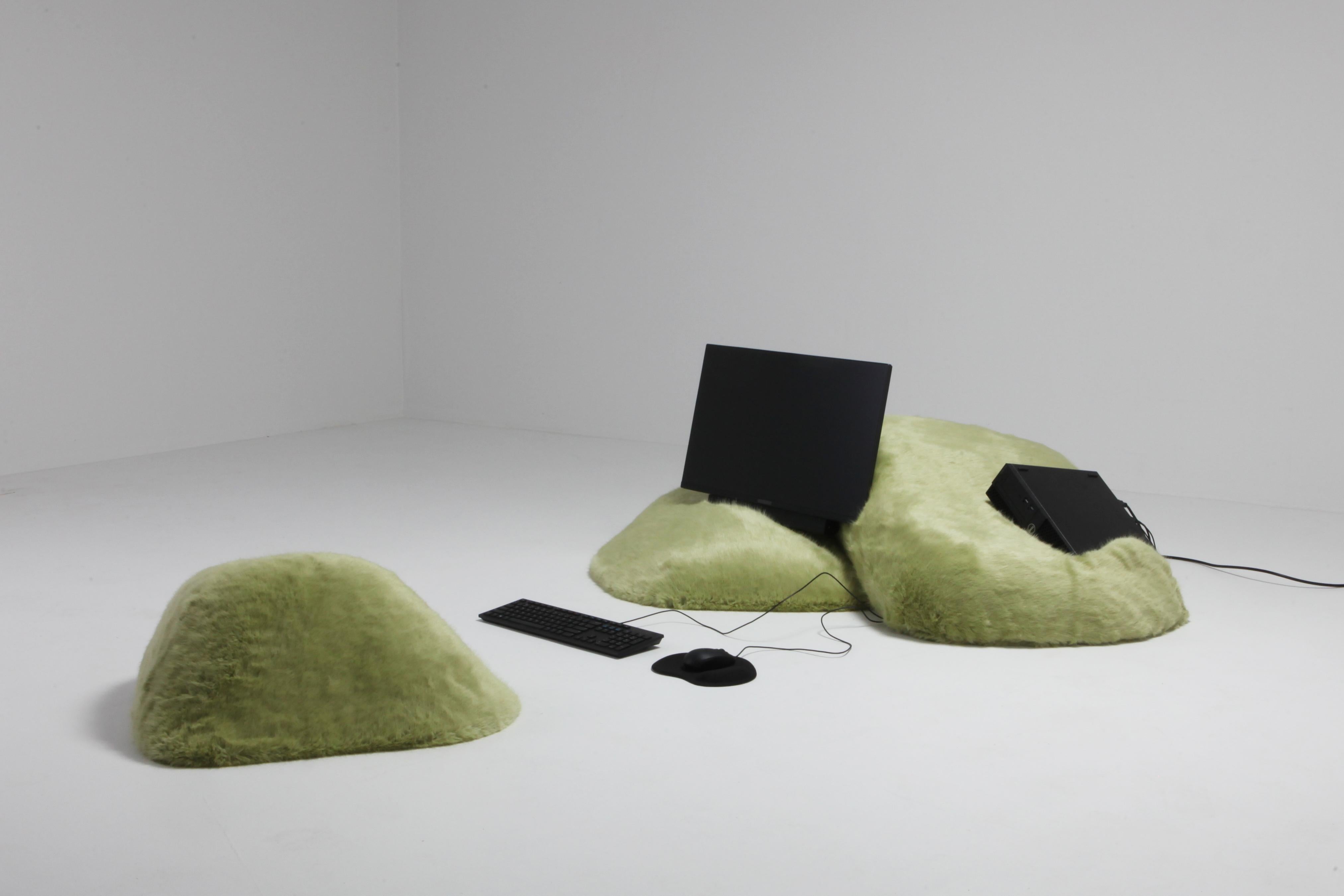 Pillow computer (prototype)
Sizes: width 137 cm, depth 109 cm, height 37 cm material: wood, PU-foam, faux fur, car paint, computer edition: prototype, unique piece. 

Schimmel & Schweikle have announced their solo exhibition 'A tree full of