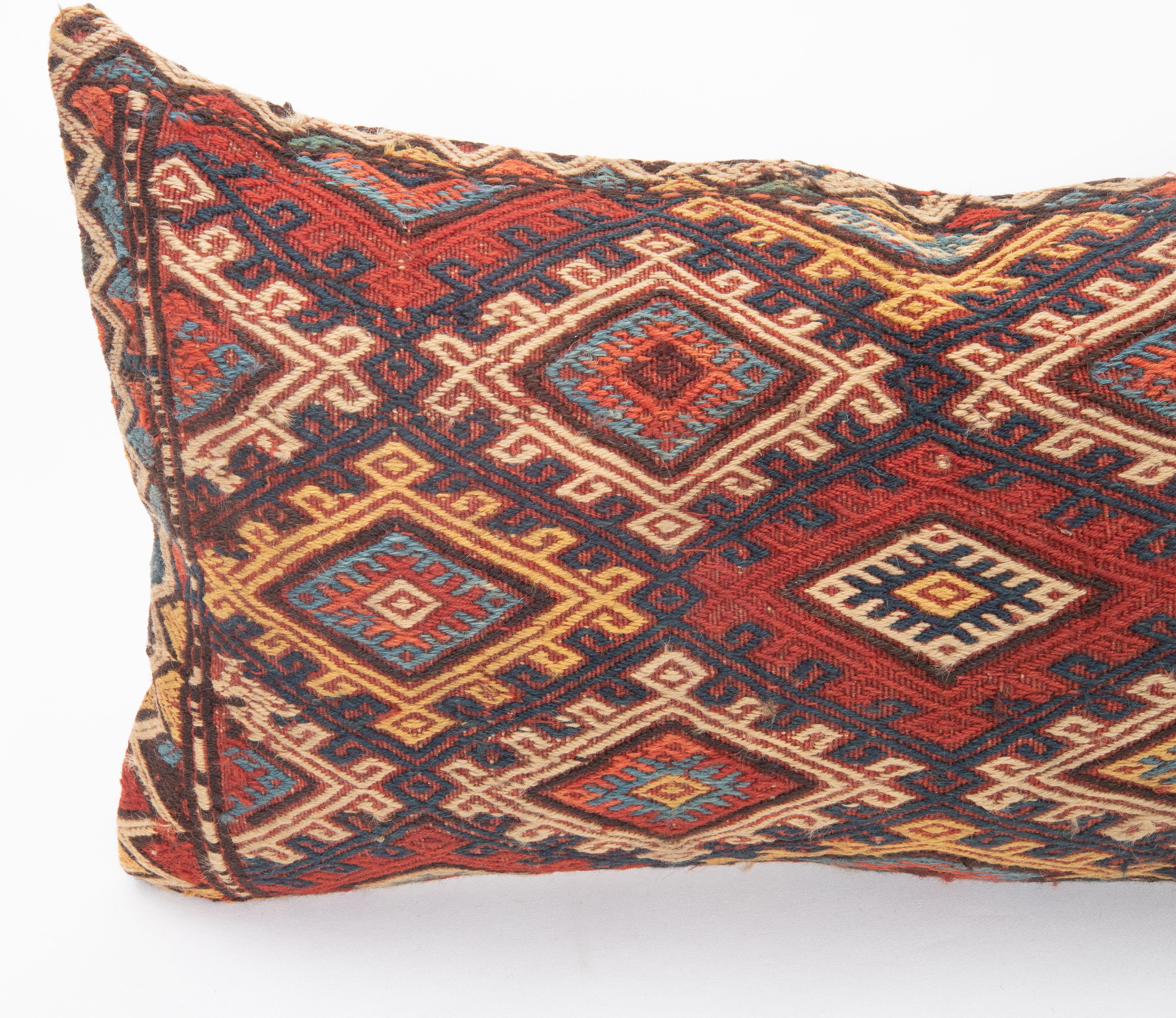 Kilim Pillow Cover Fashioned from an Antique Caucasian Mafrash ( storage Bag ) Panel For Sale