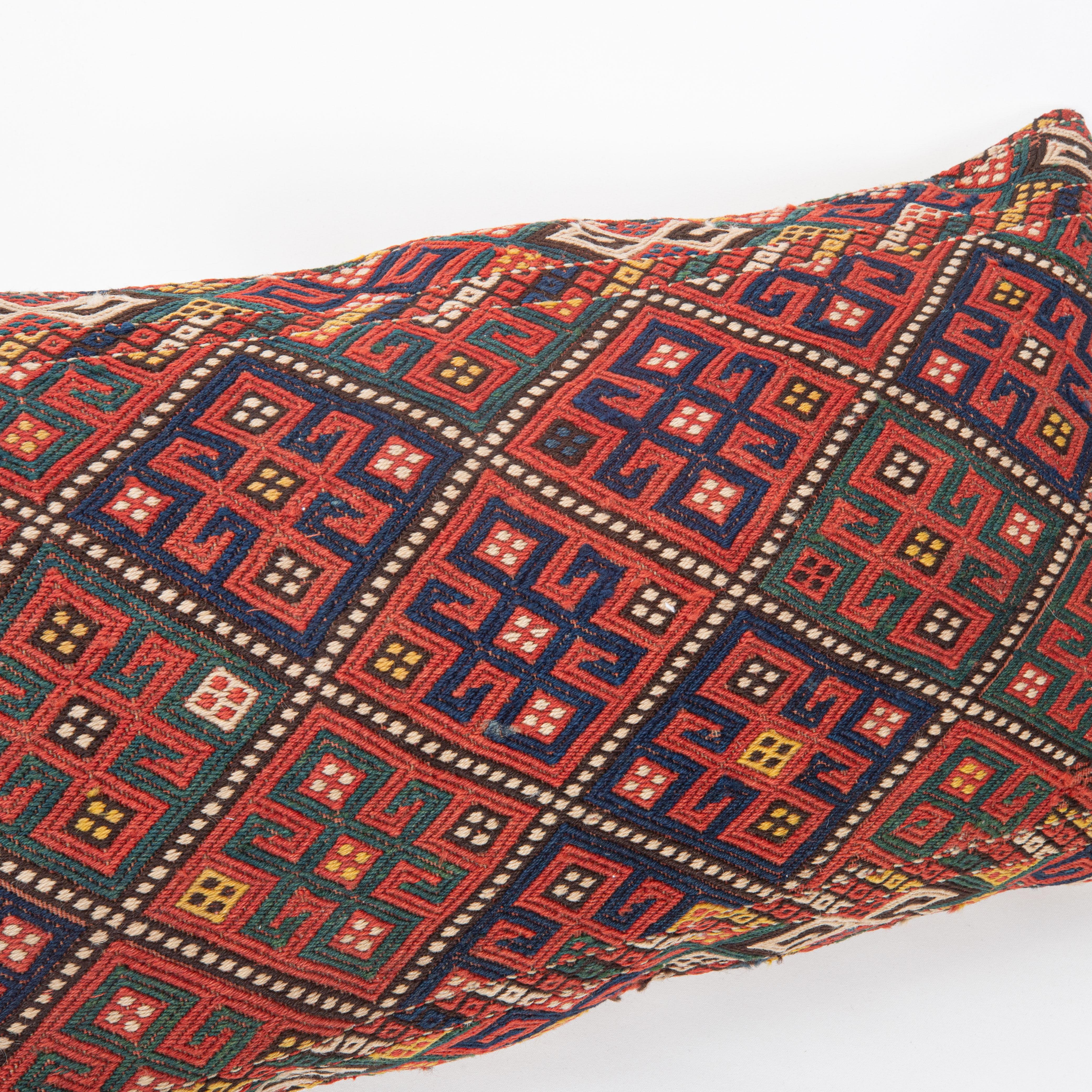 Pillow Cover Fashioned from an Antique Caucasian Mafrash ( storage Bag ) Panel In Good Condition For Sale In Istanbul, TR