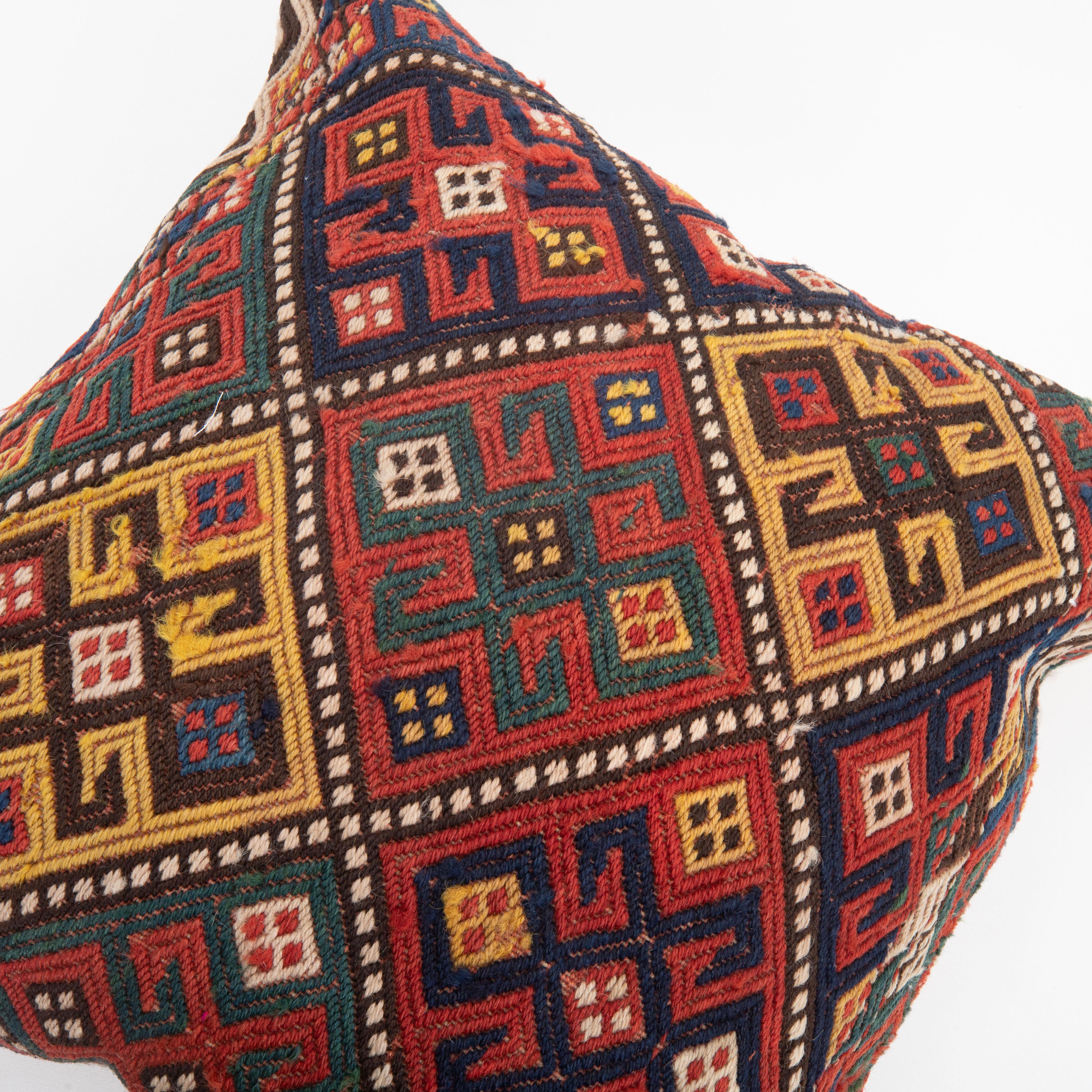 Pillow Cover Fashioned from an Antique Caucasian Mafrash ( storage Bag ) Panel In Good Condition For Sale In Istanbul, TR