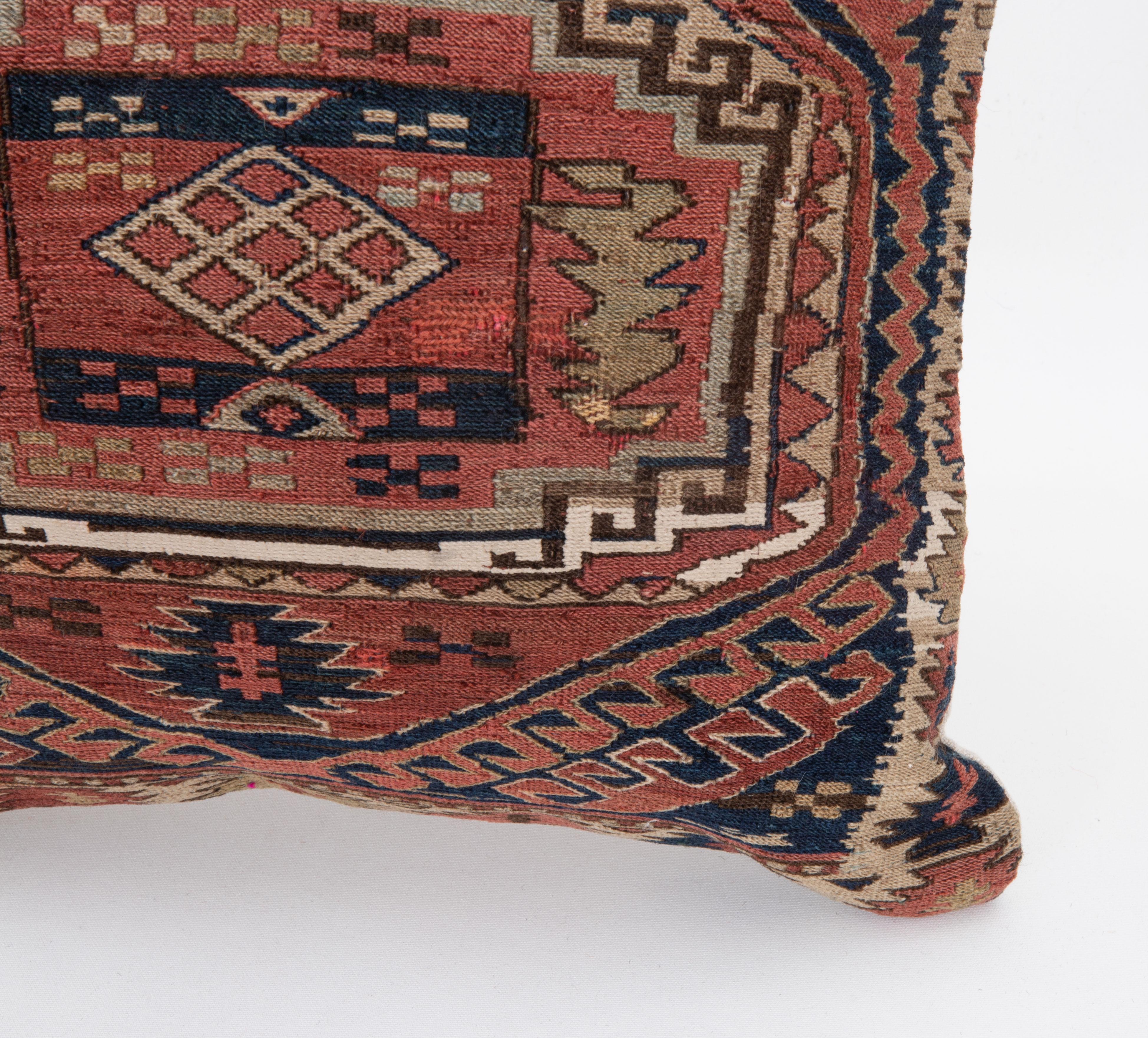 Hand-Woven Pillow Cover Fashioned from an Antique Caucasian Sumak Bag Face For Sale