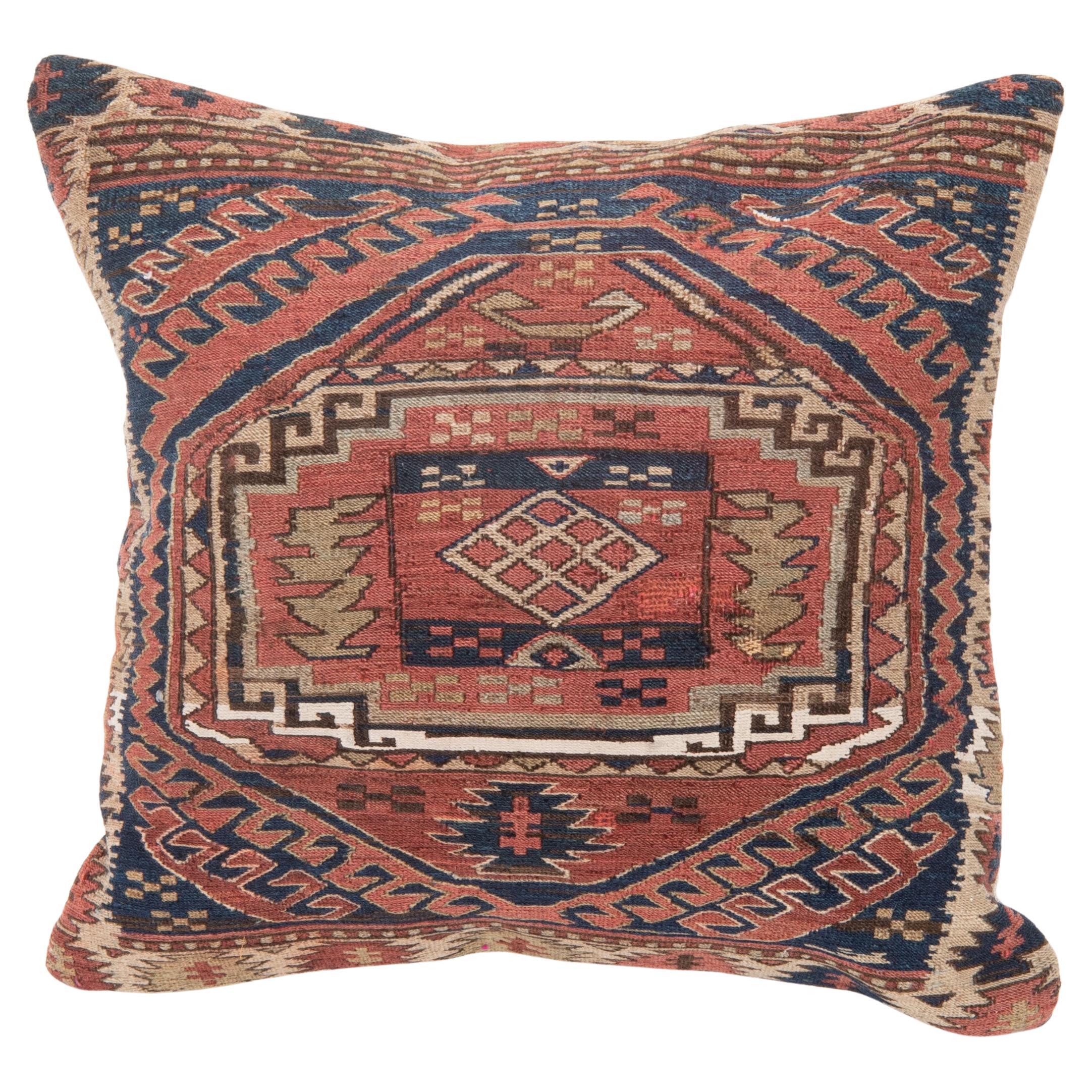 Pillow Cover Fashioned from an Antique Caucasian Sumak Bag Face For Sale