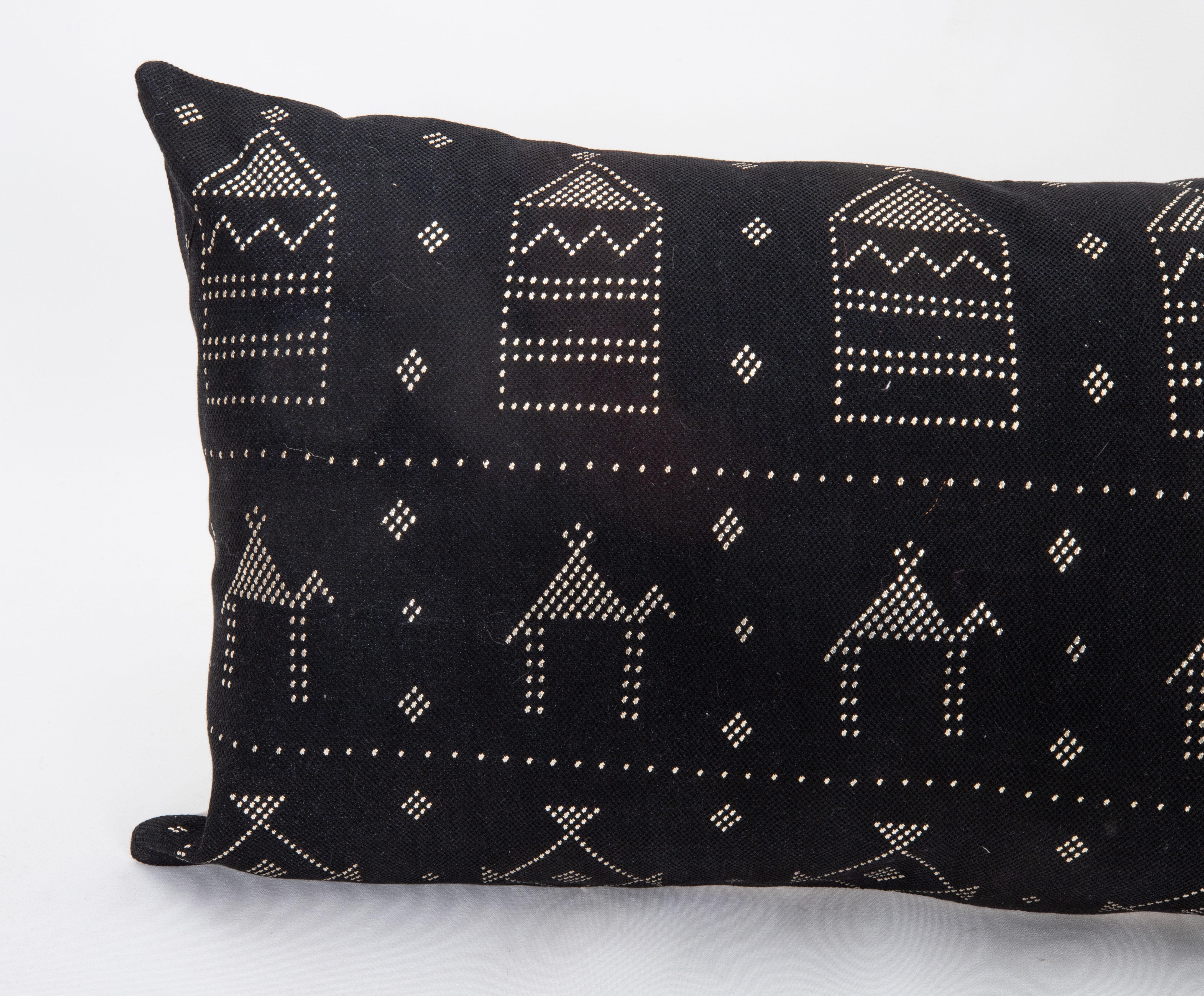 Embroidered Pillow Cover Fashioned from  Vintage Egyptian ‘tulli bi telli’, Assuit Textile For Sale