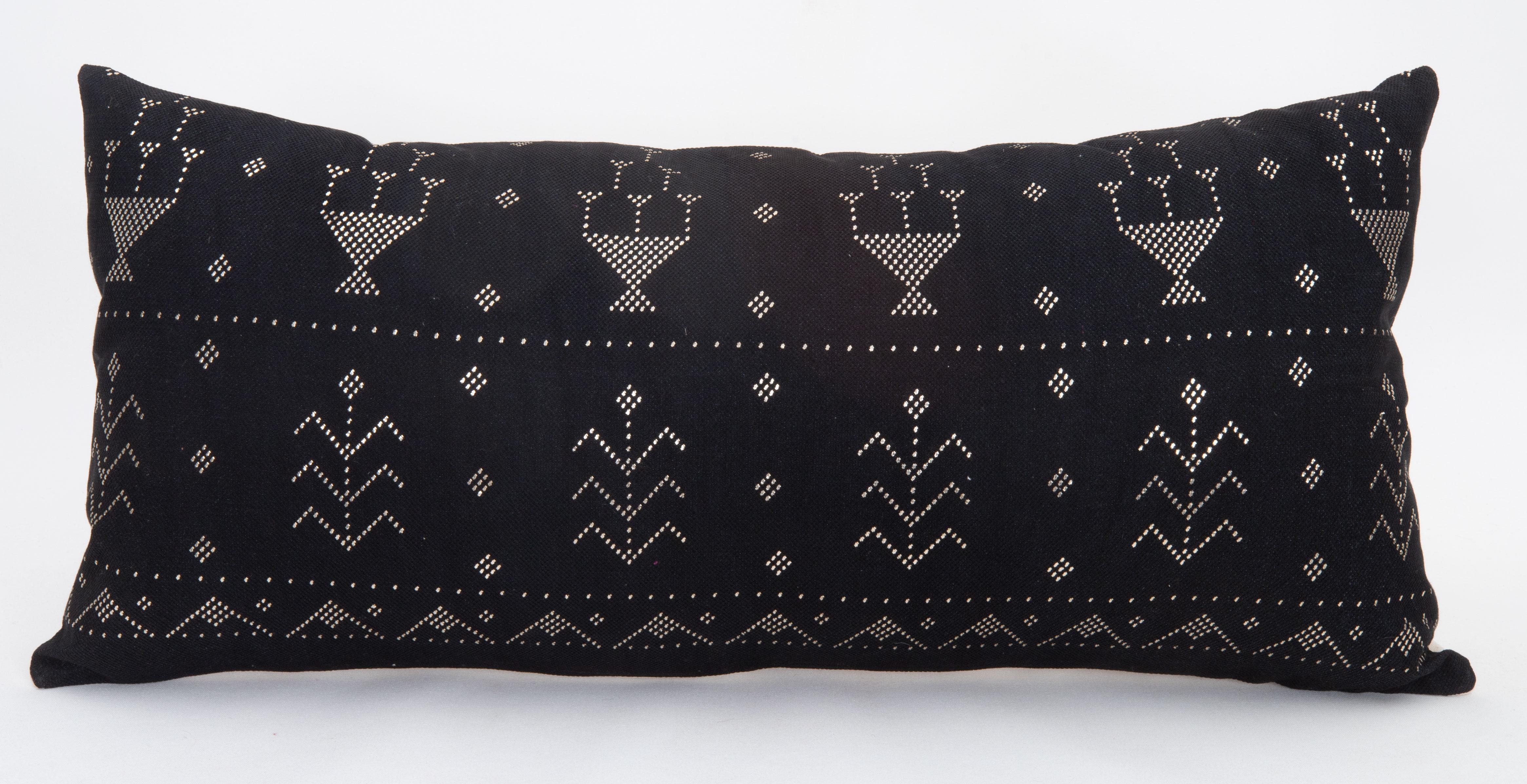 Embroidered Pillow Cover Fashioned from  Vintage Egyptian ‘tulli bi telli’, Assuit Textile For Sale