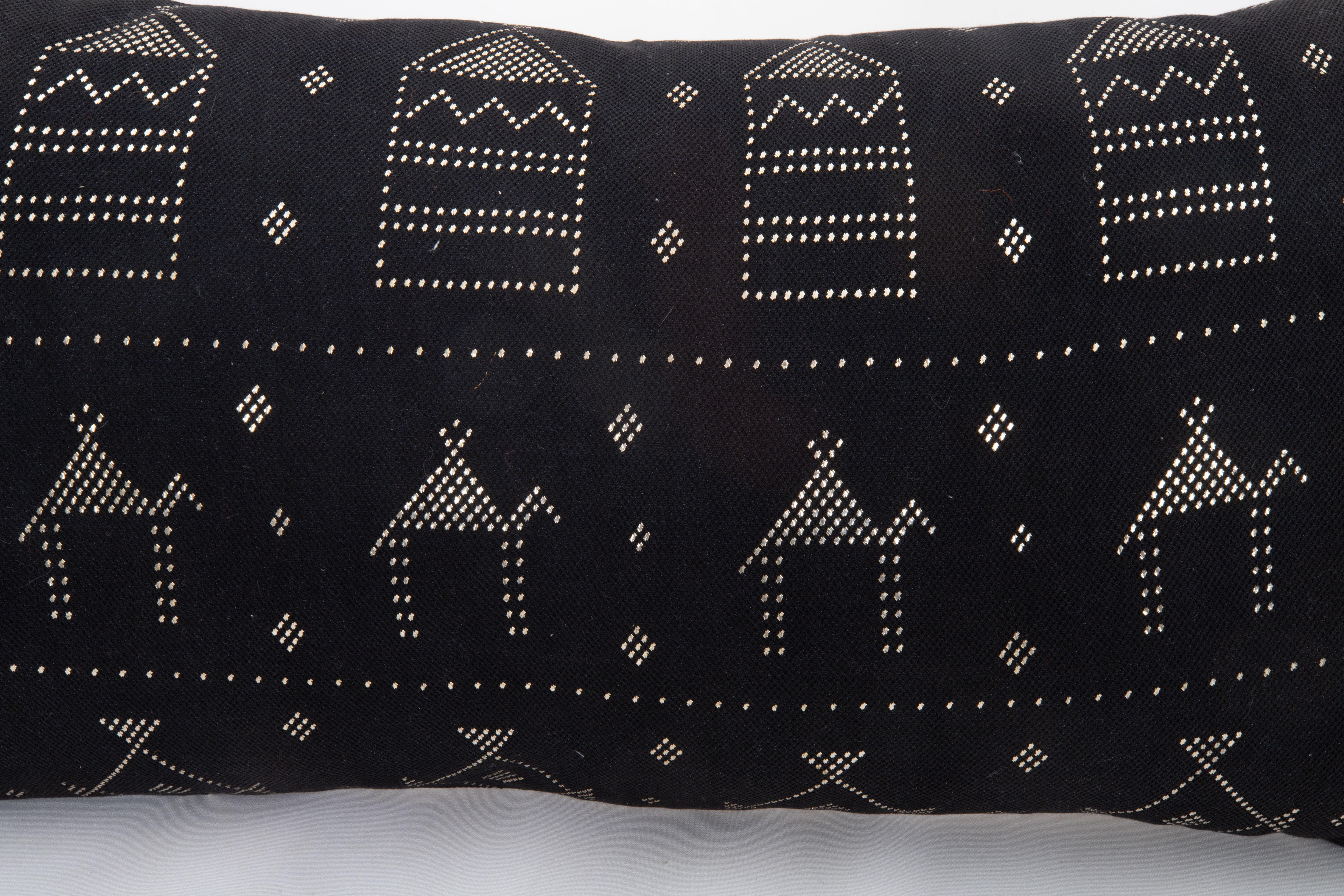 20th Century Pillow Cover Fashioned from  Vintage Egyptian ‘tulli bi telli’, Assuit Textile For Sale