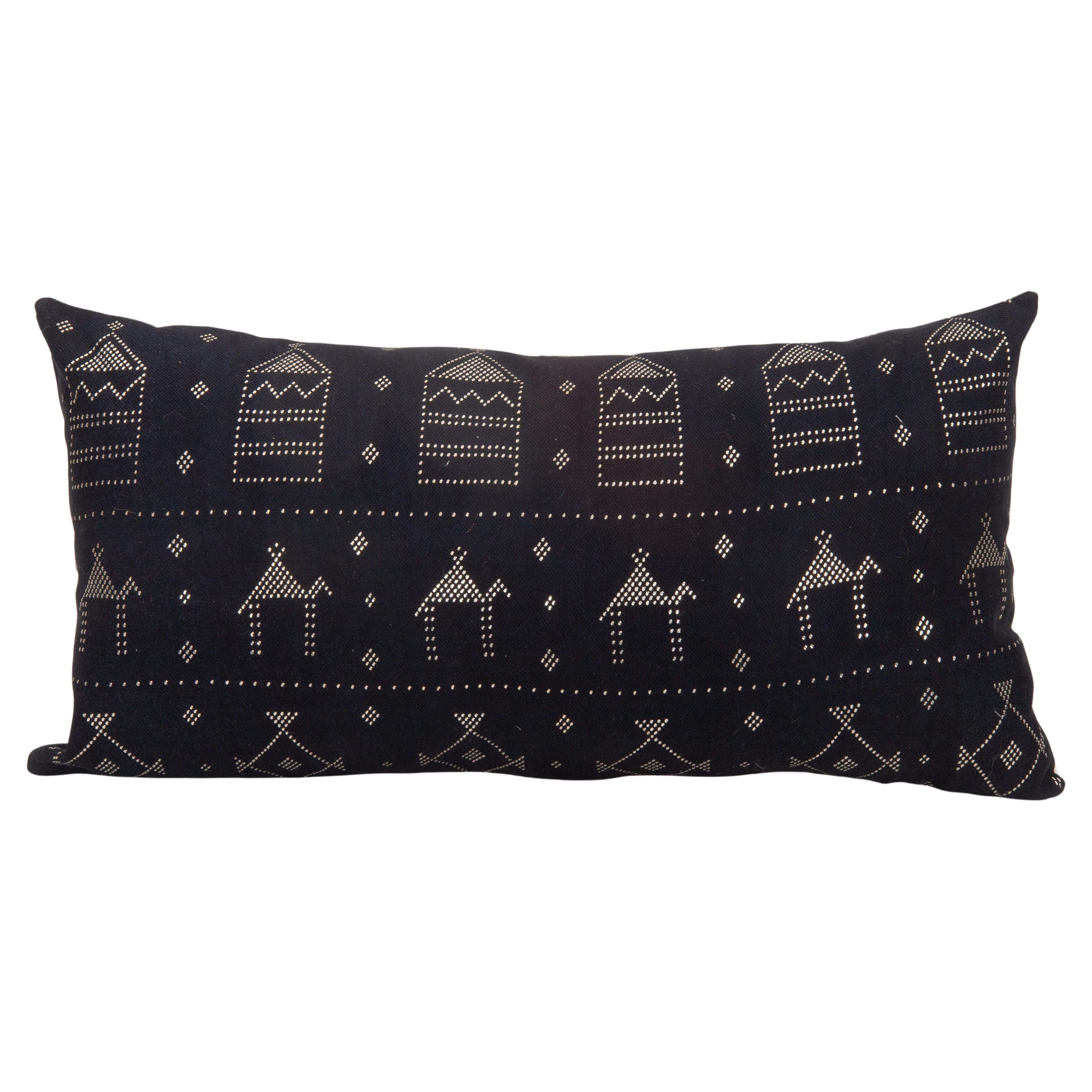 Pillow Cover Fashioned from  Vintage Egyptian ‘tulli bi telli’, Assuit Textile For Sale