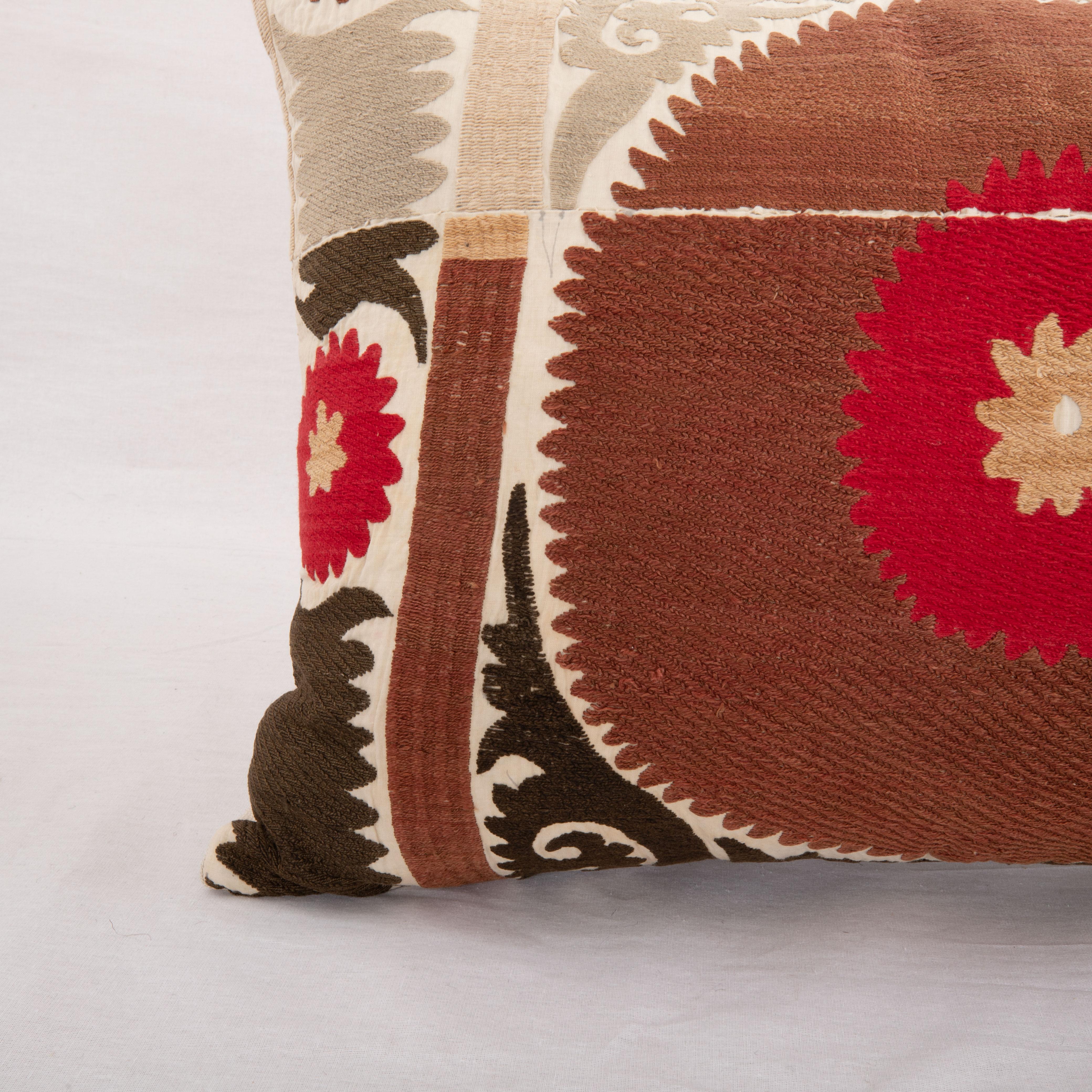Embroidered Pillow Cover Made from a 1930s Suzani, Uzbekistan For Sale
