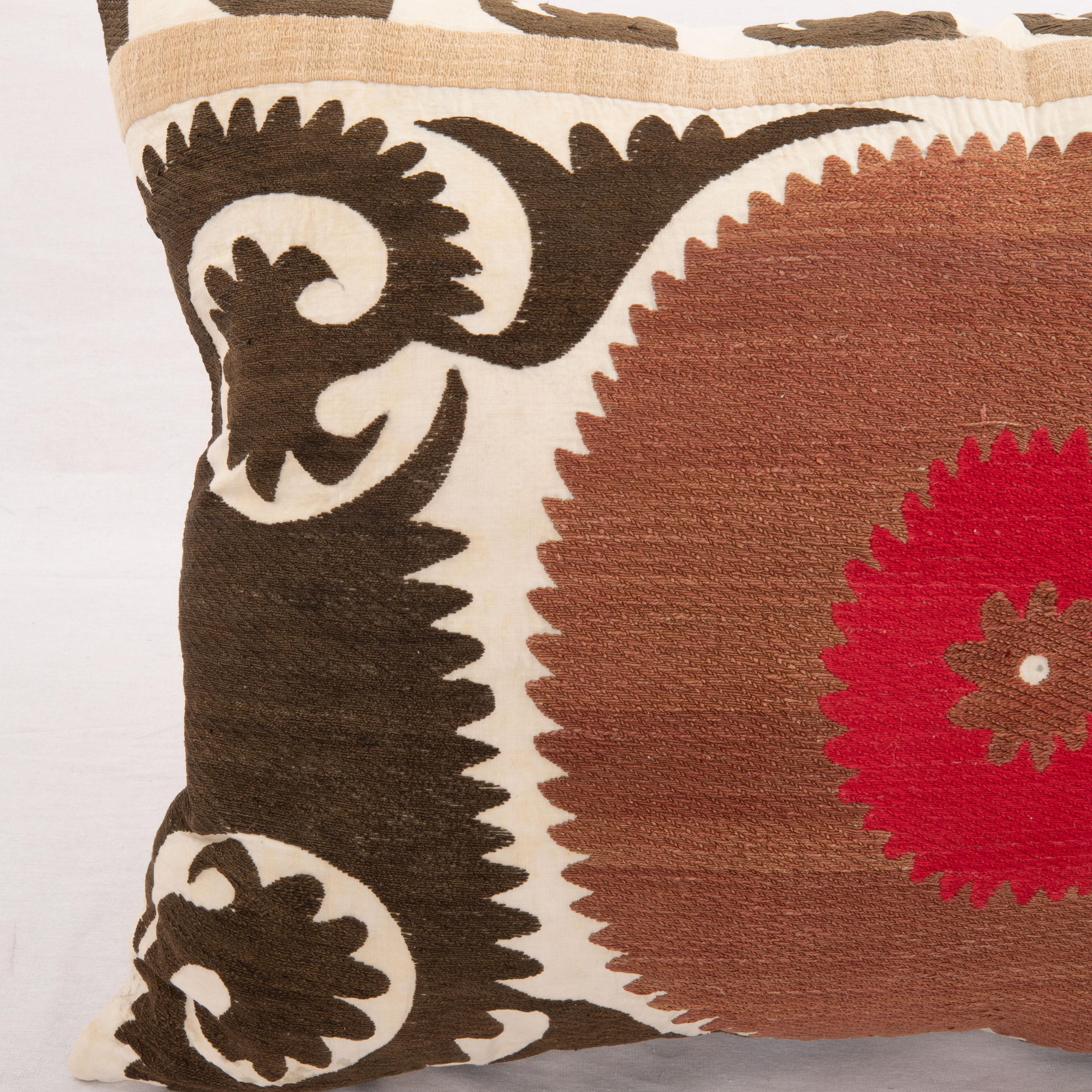 Embroidered Pillow Cover Made from a 1930s Suzani, Uzbekistan For Sale