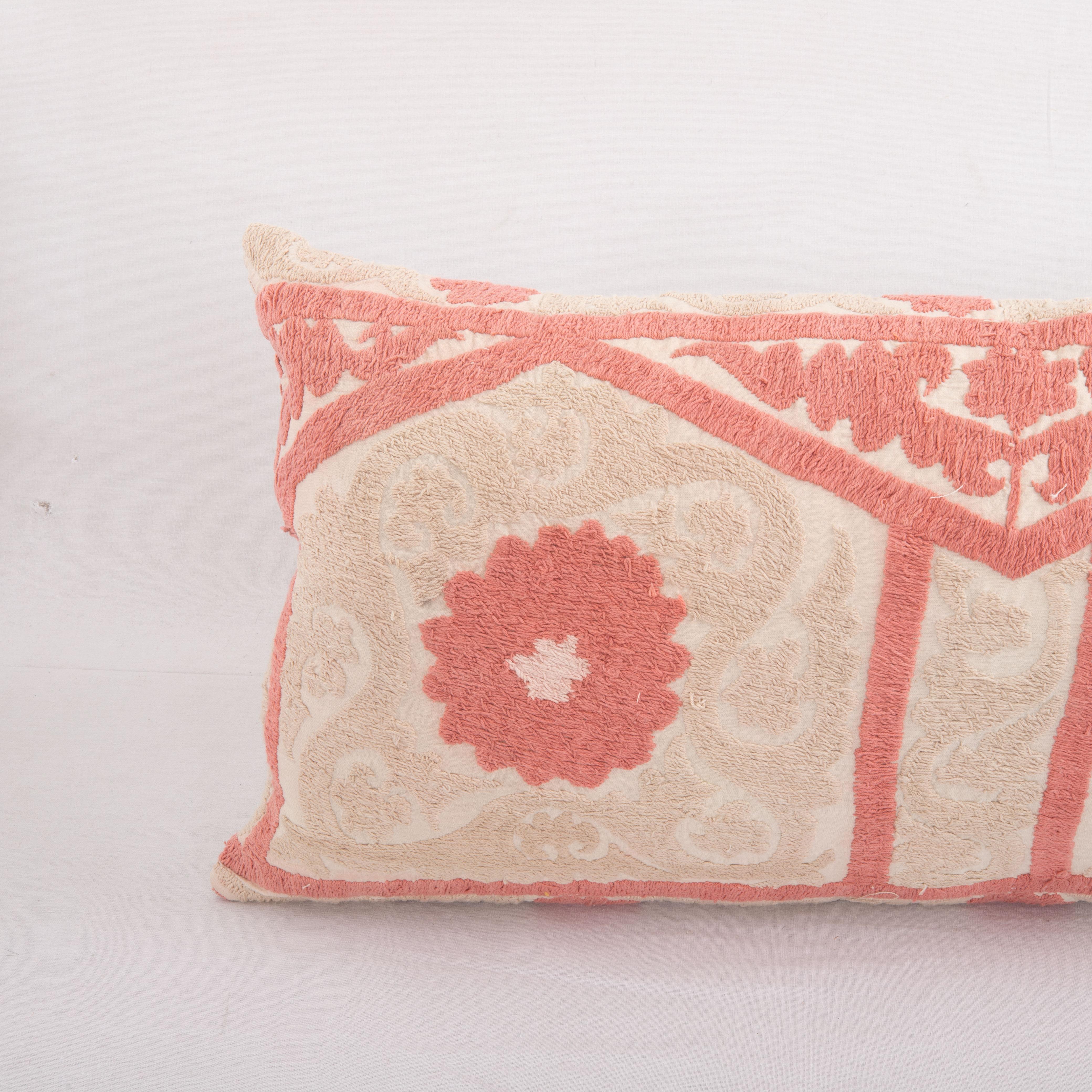 Embroidered Pillow Cover Made from a 1960s Suzani, Uzbekistan For Sale