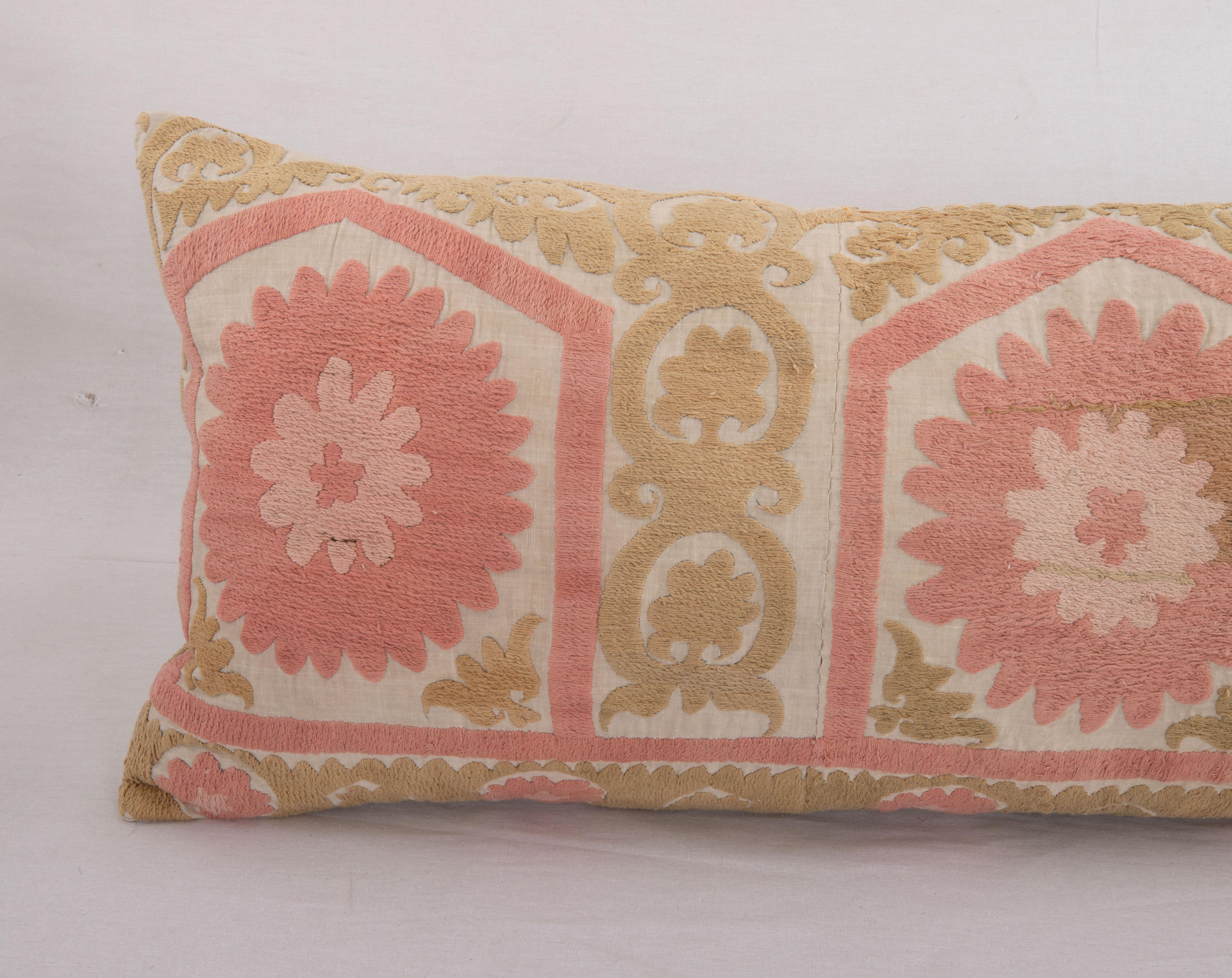 Embroidered Pillow Cover Made from a 1960s Suzani, Uzbekistan For Sale