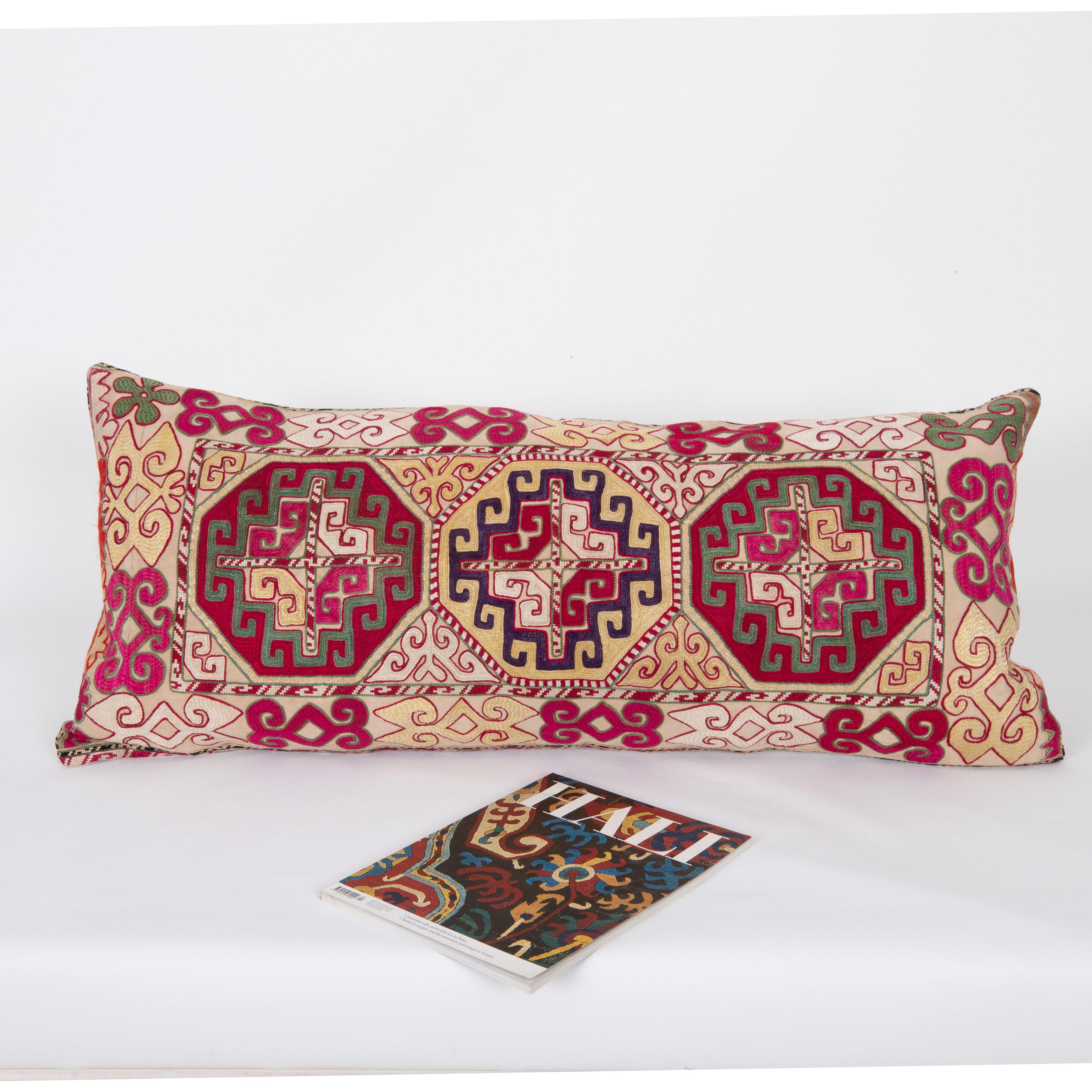 Suzani Pillow Cover, Made from a 1970s/80s silk mafrash ( storage bag ) Panel For Sale