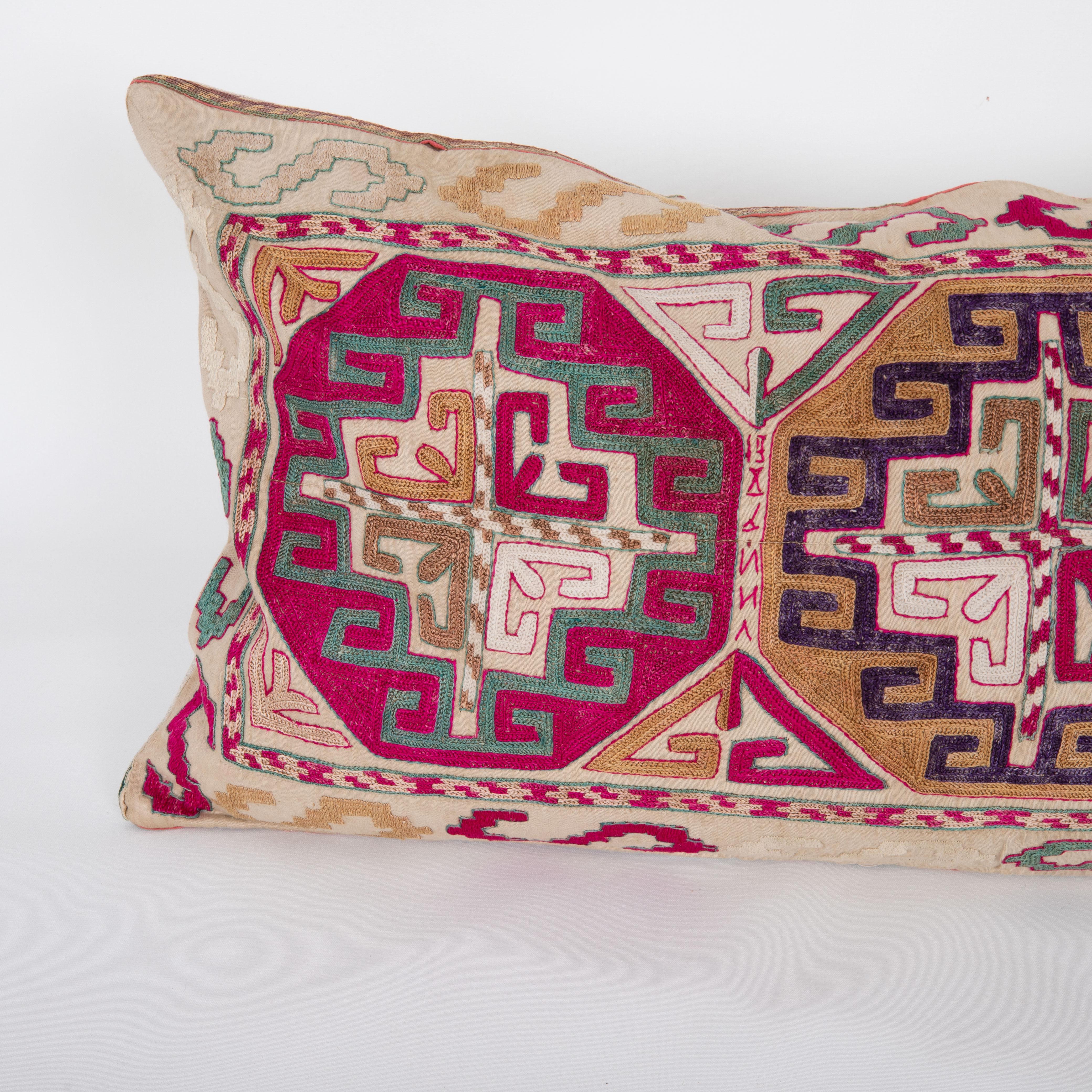 Uzbek Pillow Cover, Made from a 1970s/80s silk mafrash ( storage bag ) Panel For Sale