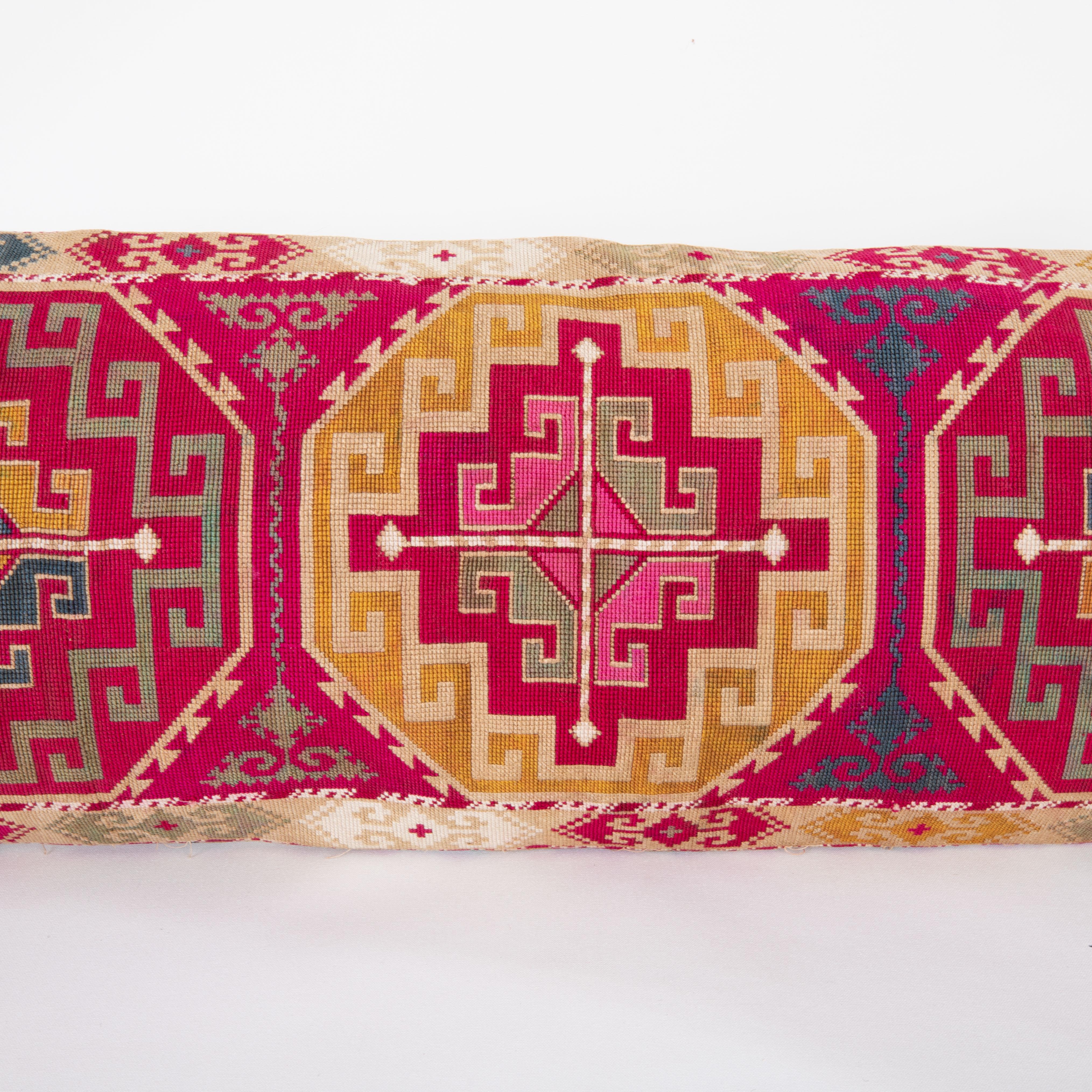 Embroidered Pillow Cover, Made from a 1970s/80s silk mafrash ( storage bag ) Panel For Sale