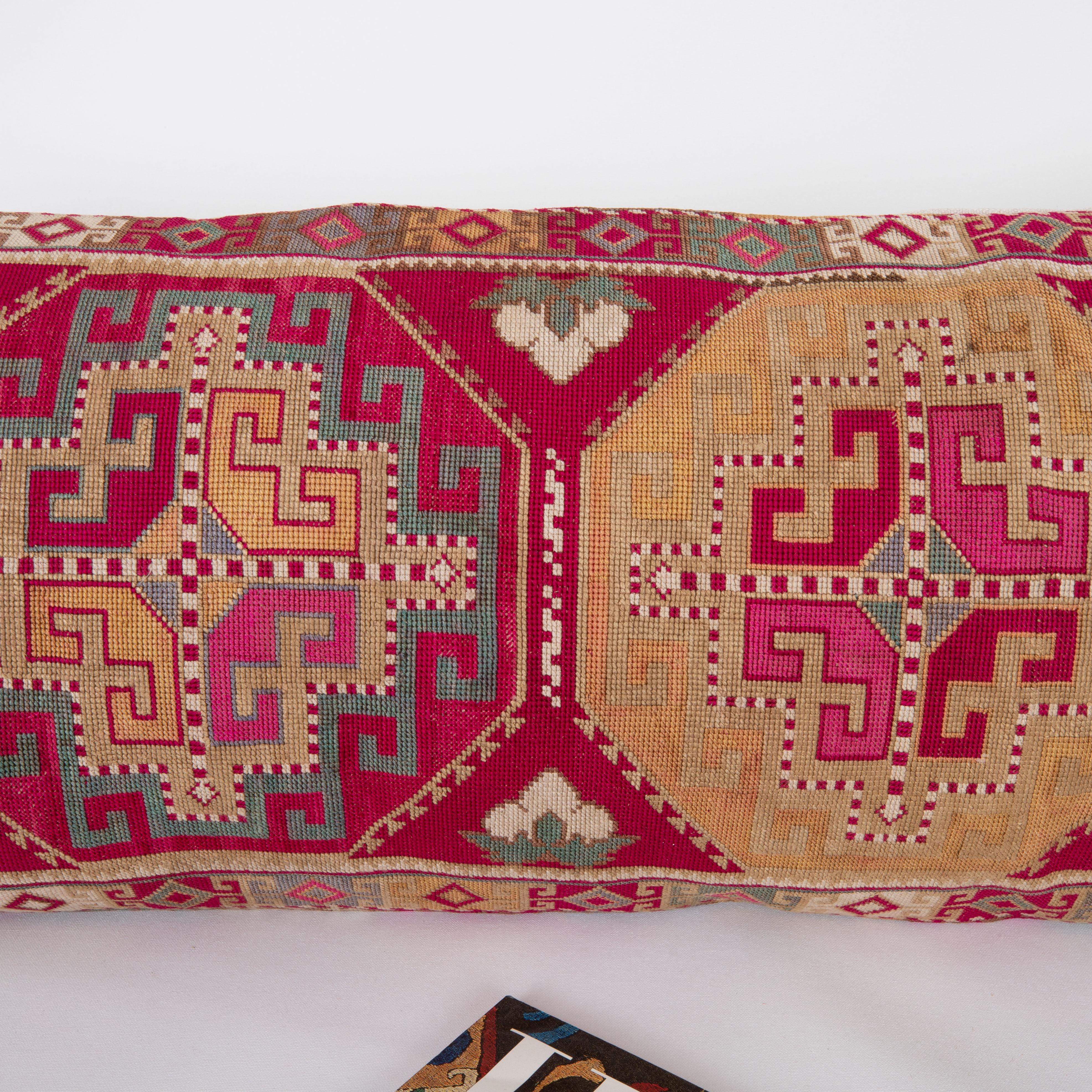 Embroidered Pillow Cover, Made from a 1970s/80s silk mafrash ( storage bag ) Panel For Sale