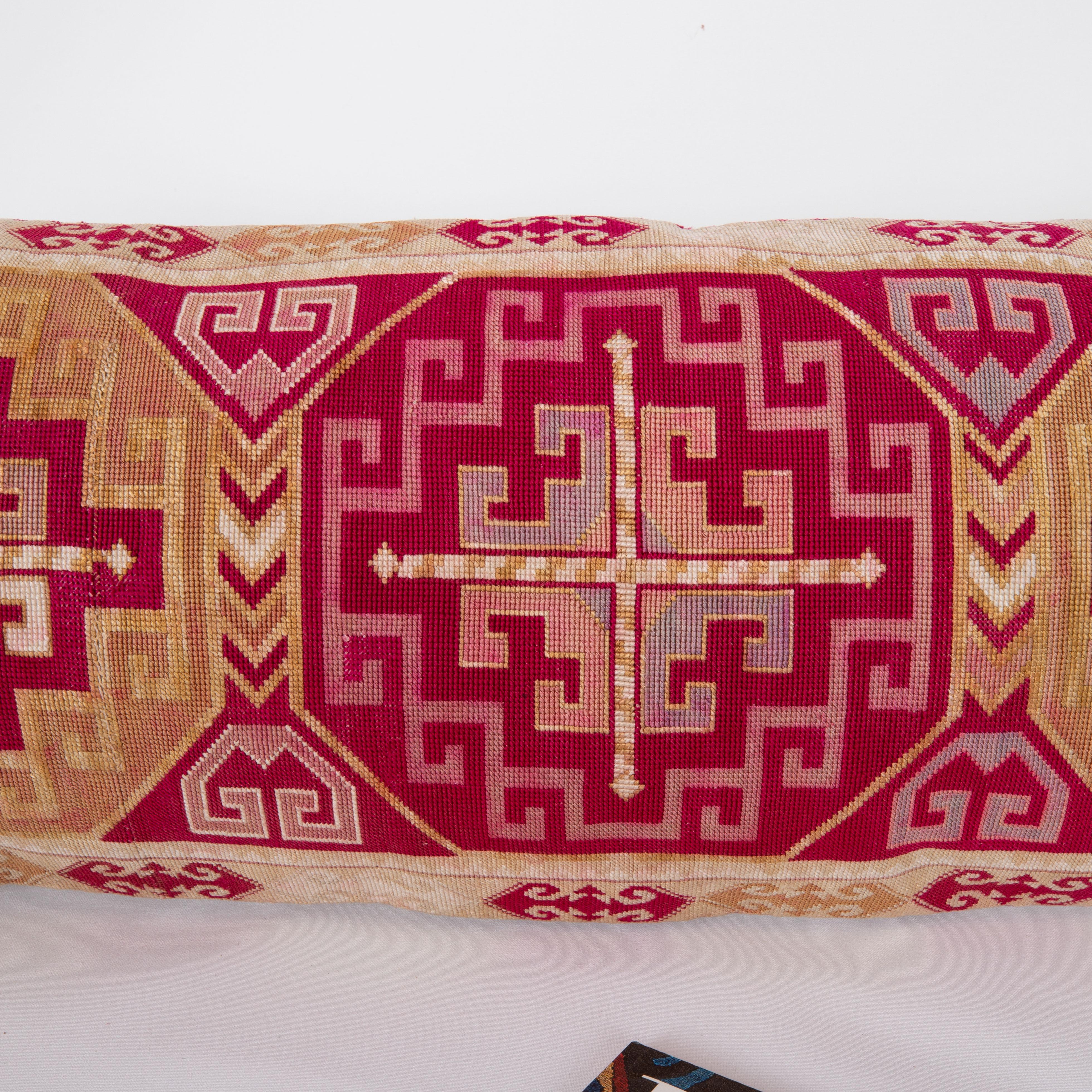 Embroidered Pillow Cover, Made from a 1970s/80s silk mafrash ( storage bag ) Panel For Sale