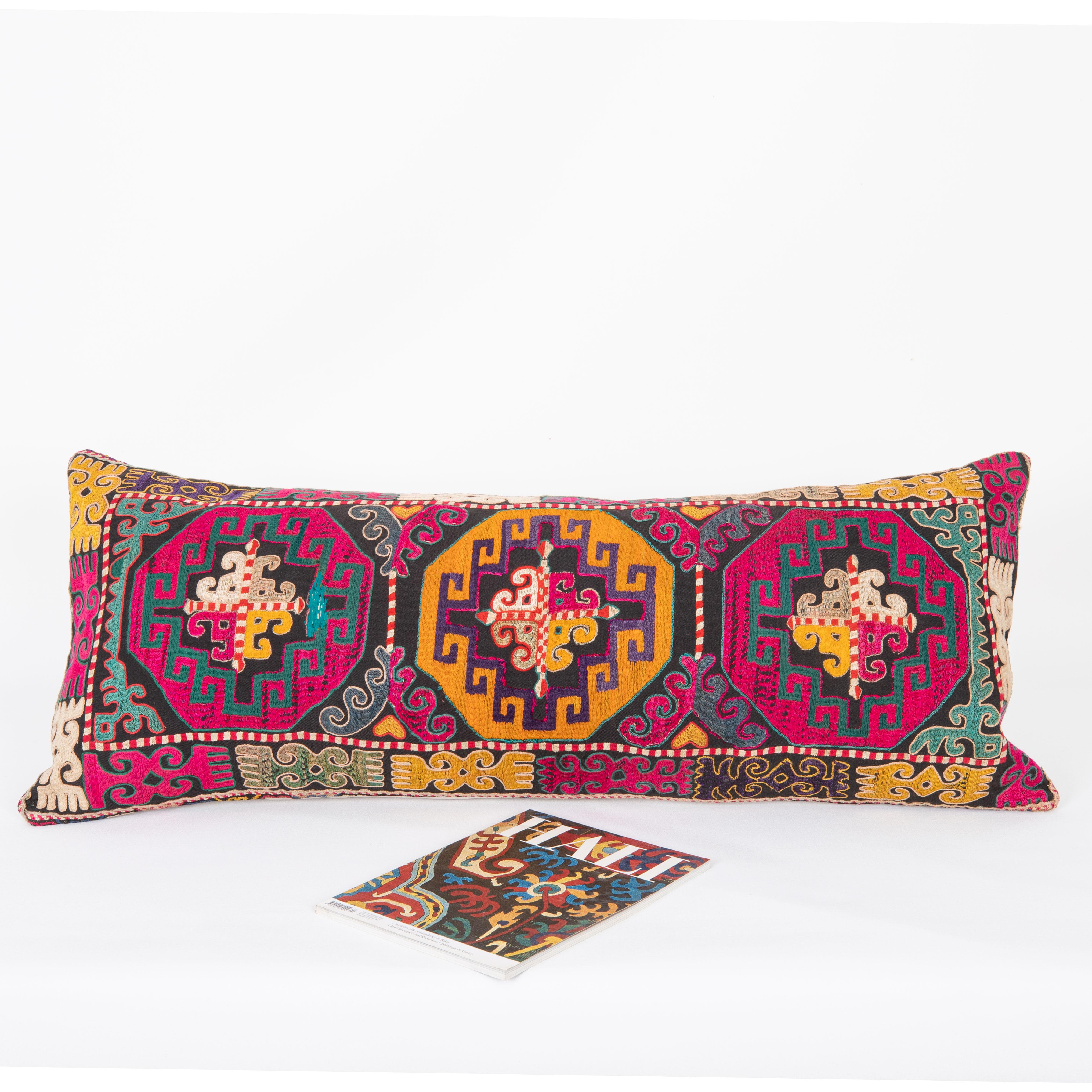 Suzani Pillow Cover, Made from a 1970s/80s silk mafrash ( storage bag ) Panels For Sale
