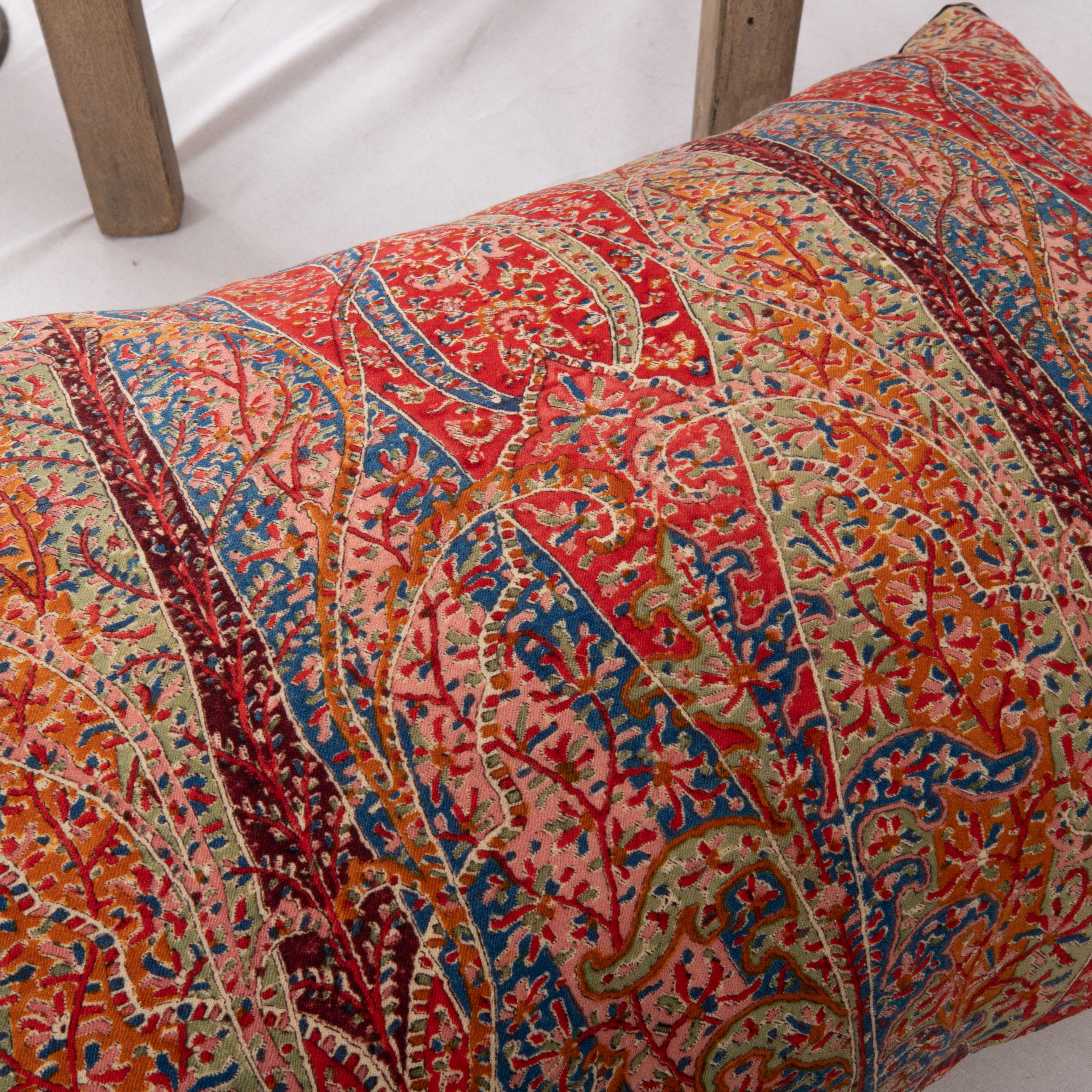 Woven Pillow Cover Made from a an Antique Printed Scottish Paisley Shawl For Sale