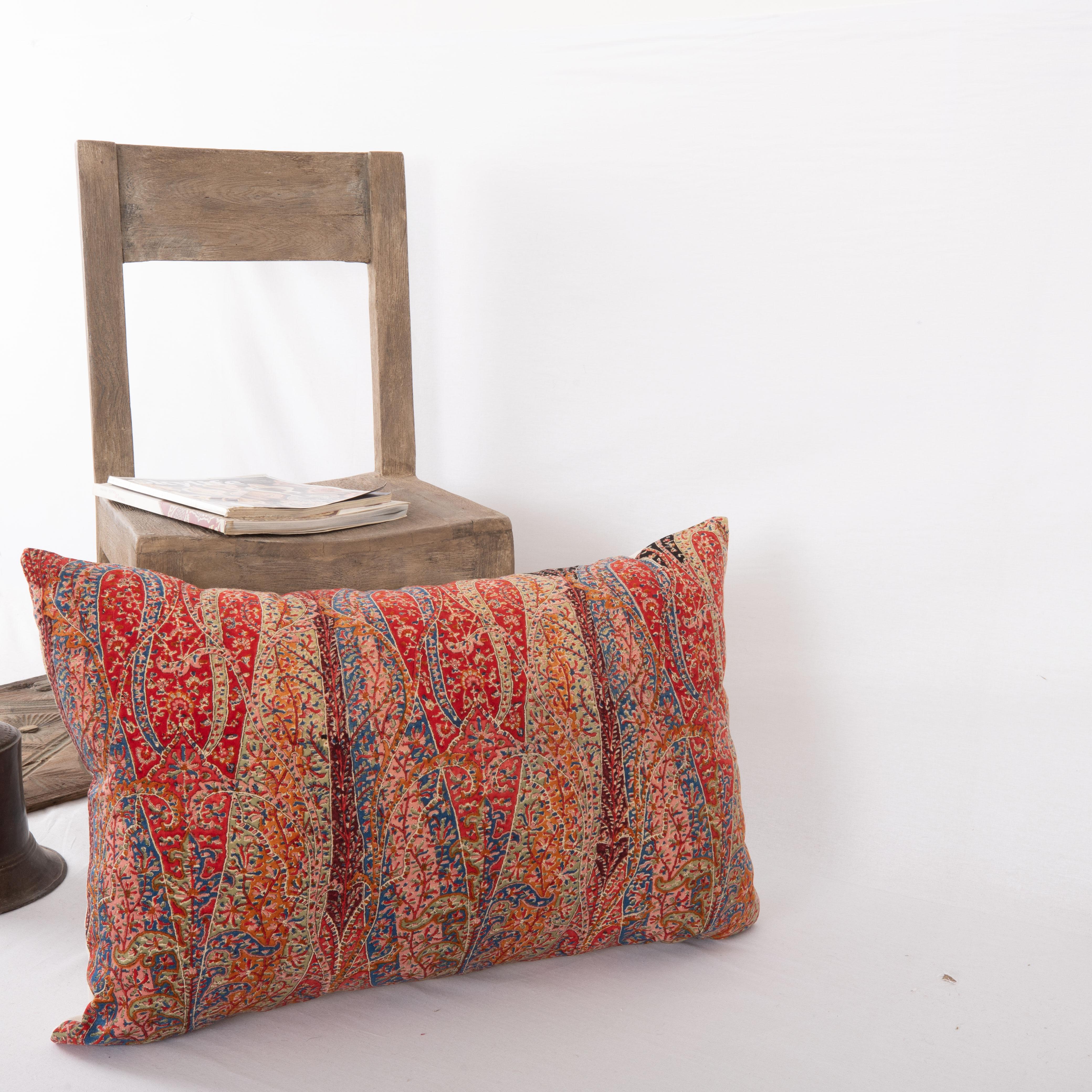 19th Century Pillow Cover Made from a an Antique Printed Scottish Paisley Shawl For Sale