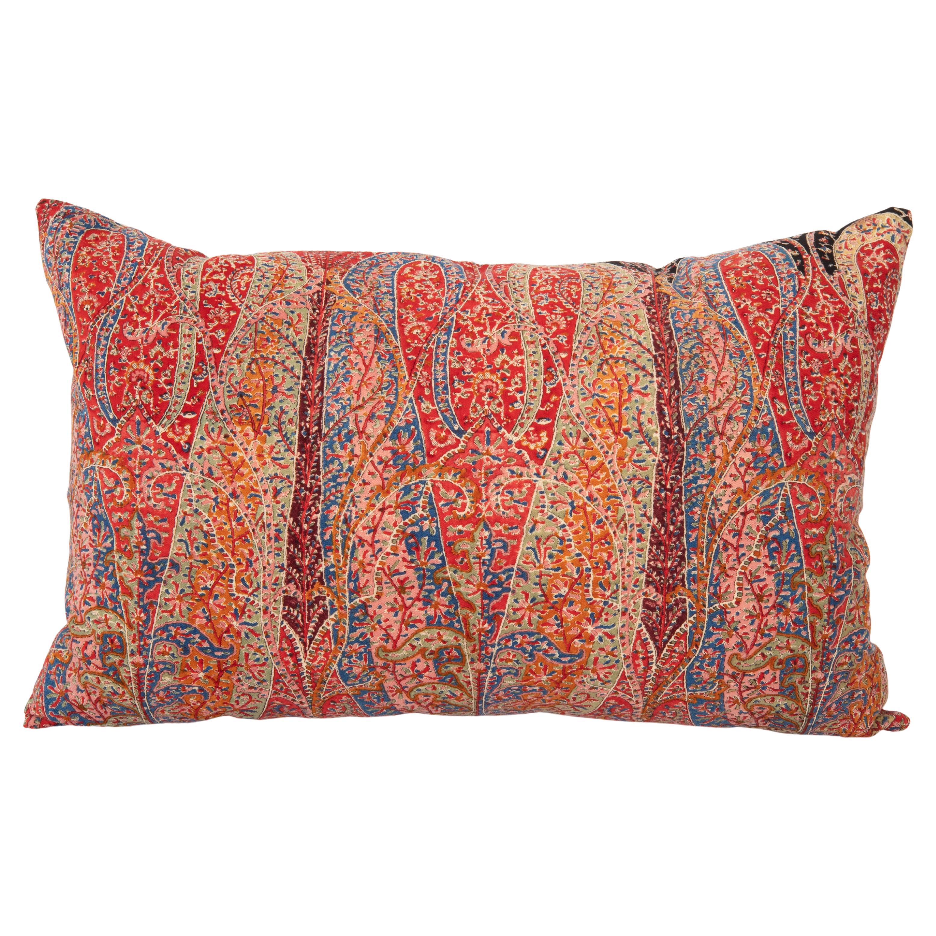 Pillow Cover Made from a an Antique Printed Scottish Paisley Shawl For Sale